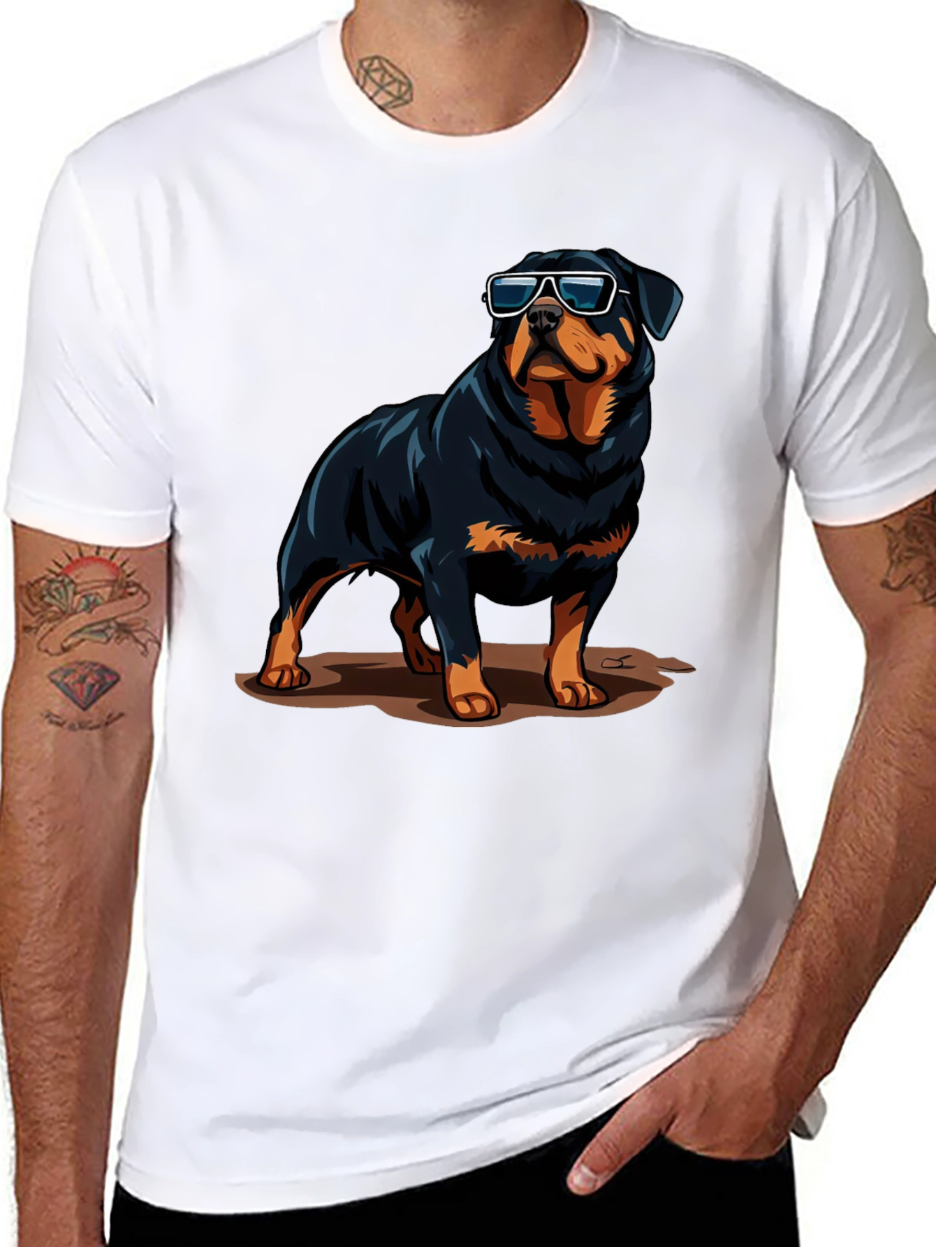 Black Cool Rottweiler Graphic Tee - Stylish Dog Lover Shirt view 8
