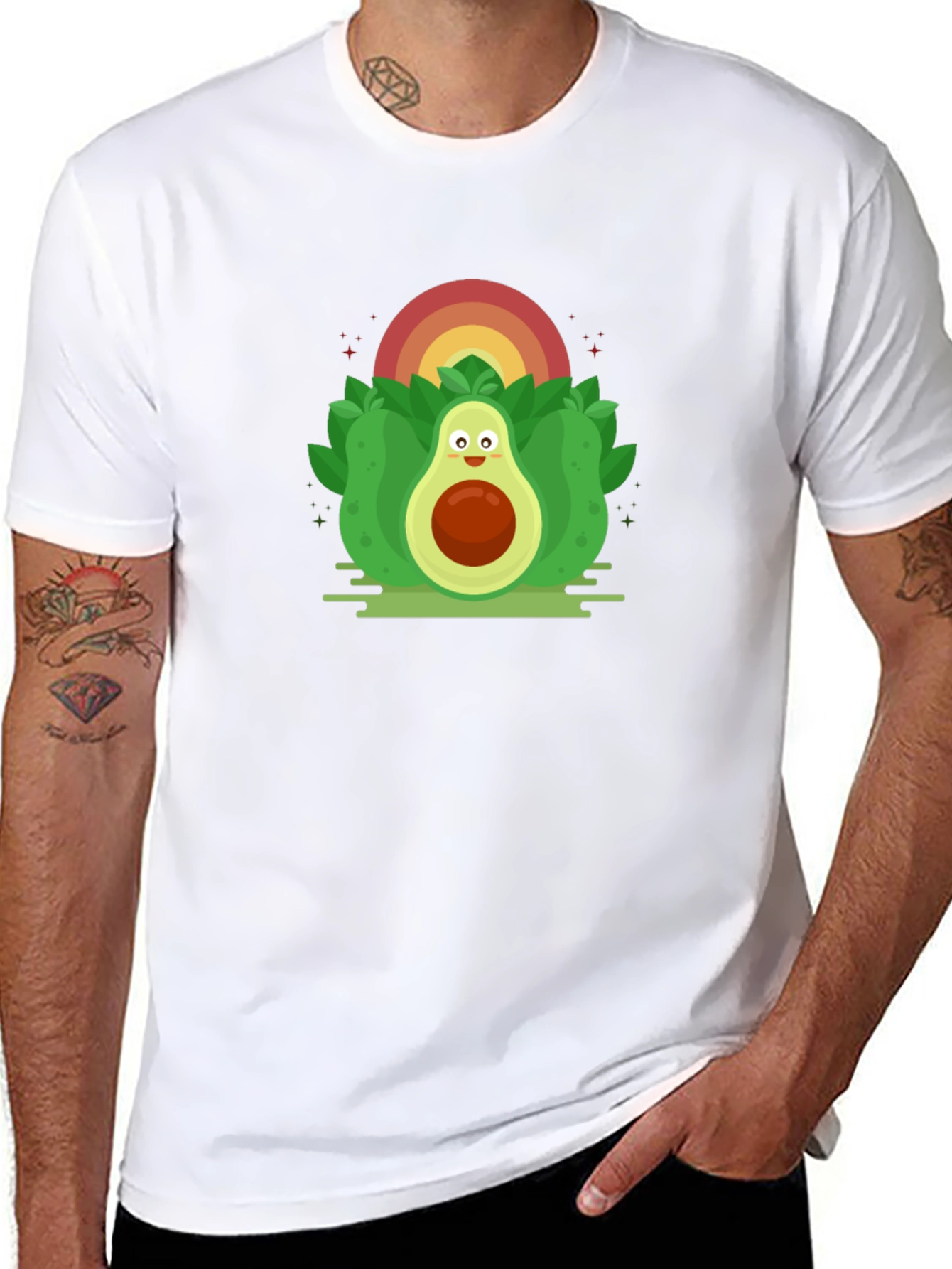 Black Avocado Rainbow Graphic Black T-Shirt view 8