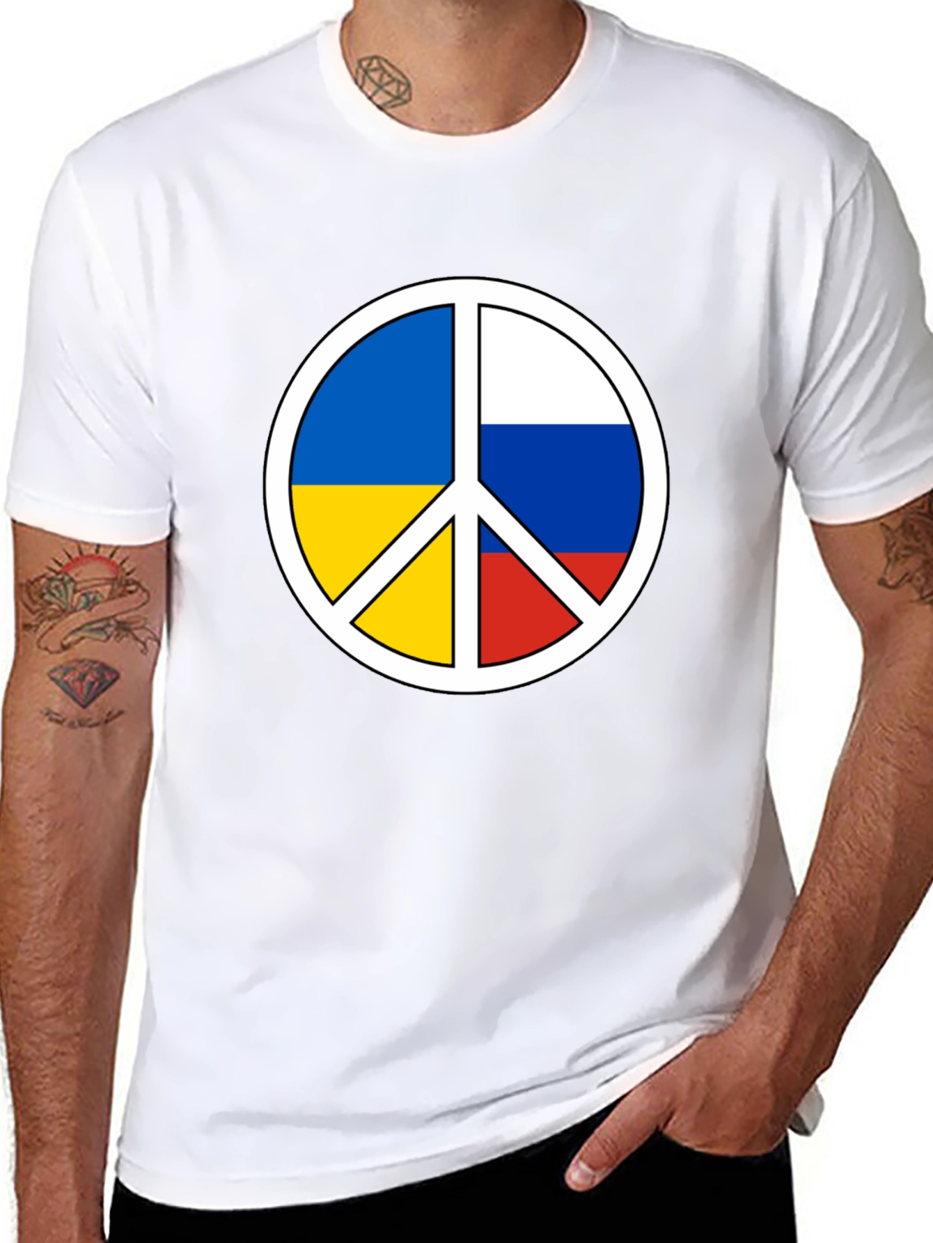 Black Peace Ukraine Russia T-Shirt view 8