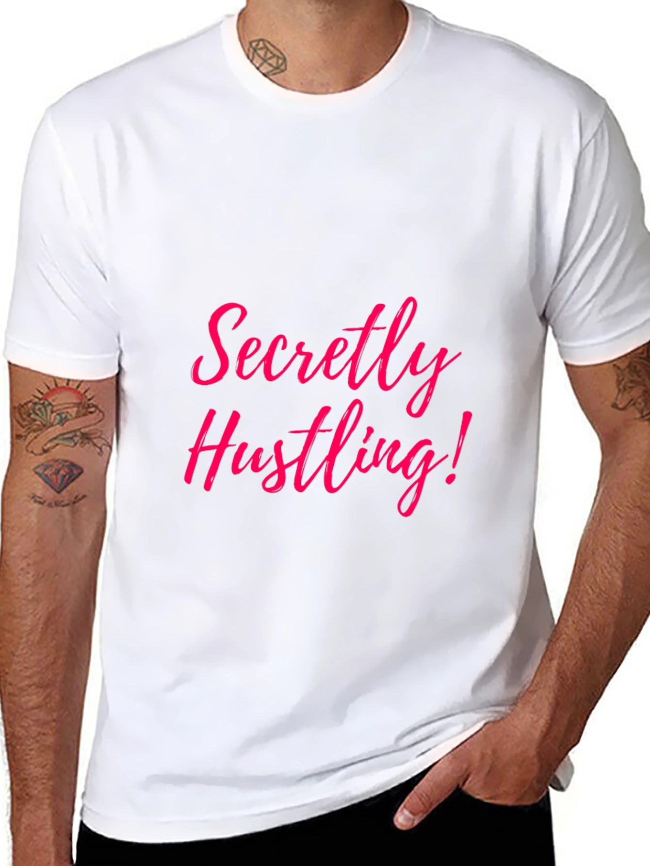 Black Secretly Hustling! Graphic T-Shirt view 8