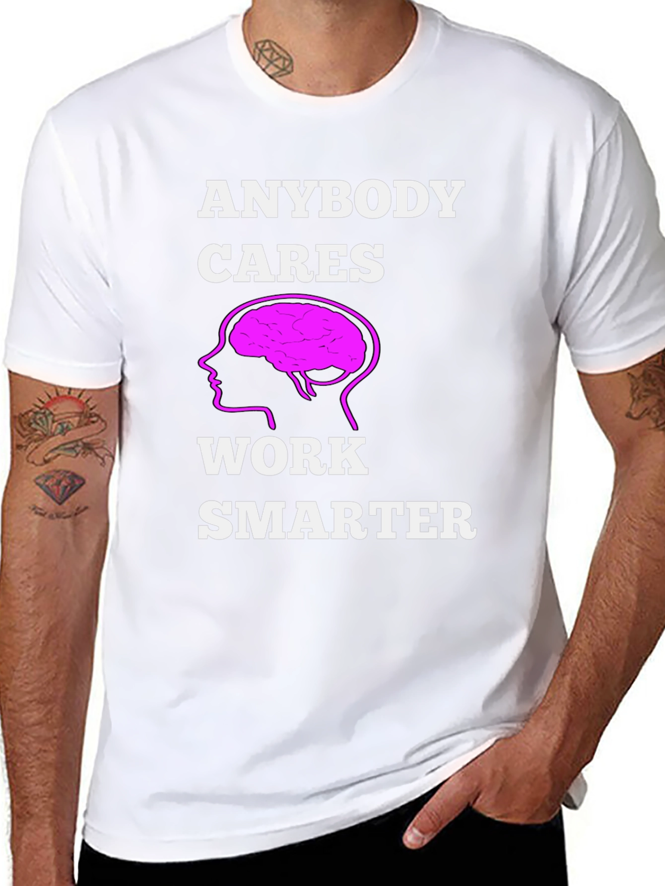 Black Work Smarter T-Shirt - Brain Graphic Tee view 8