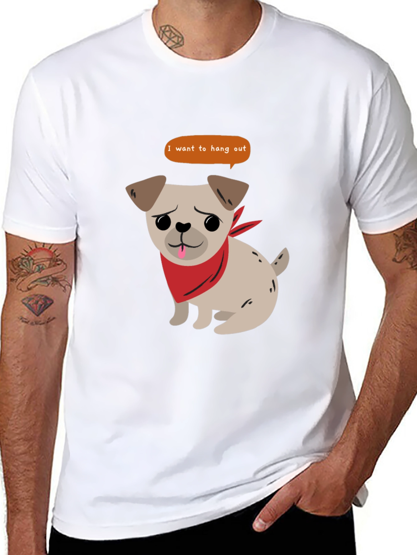 Black Dog Lover Black T-Shirt - "I Want To Hang Out" Graphic Tee view 8