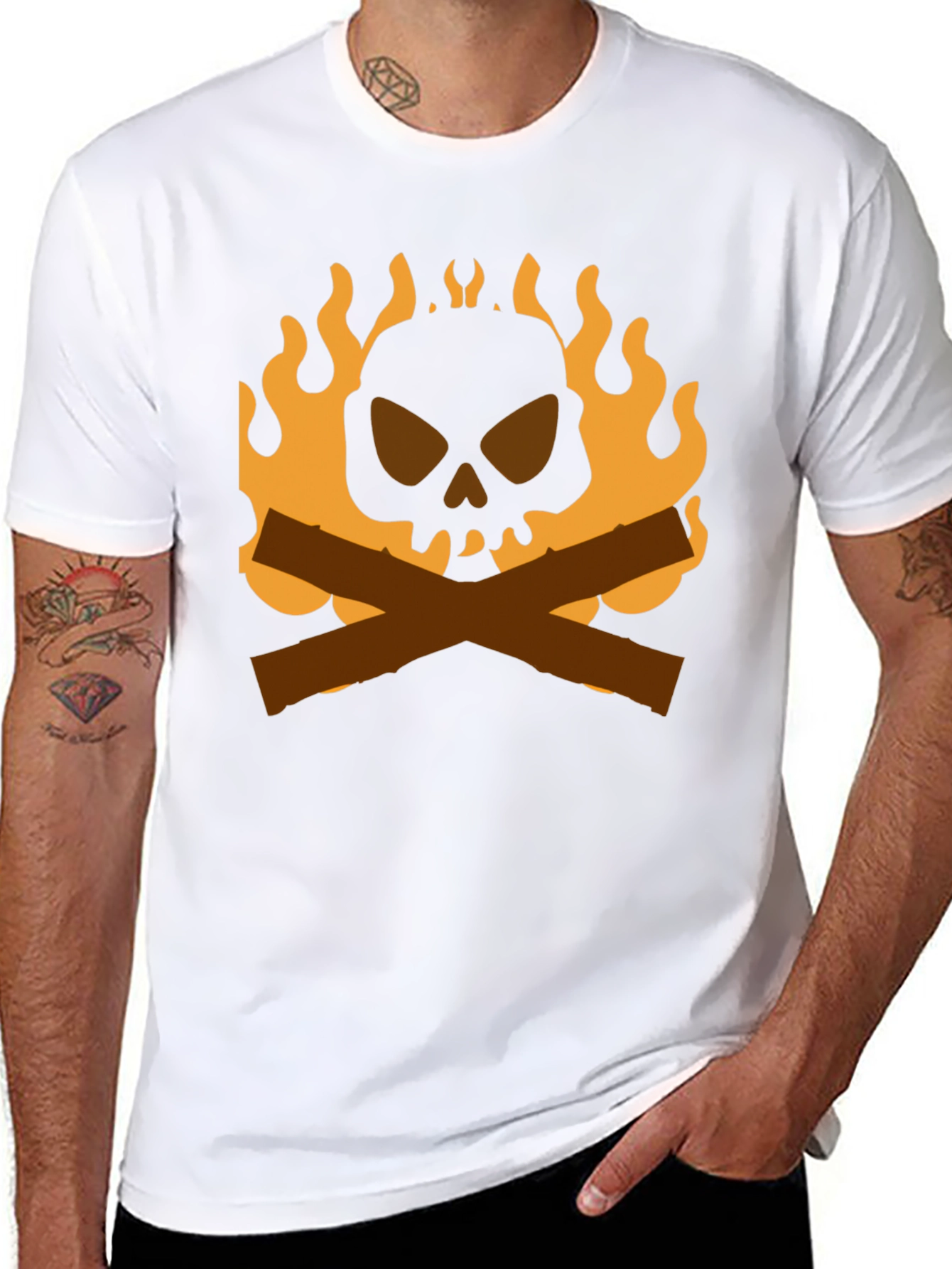 Black Skull & Crossbones Campfire T-Shirt view 8
