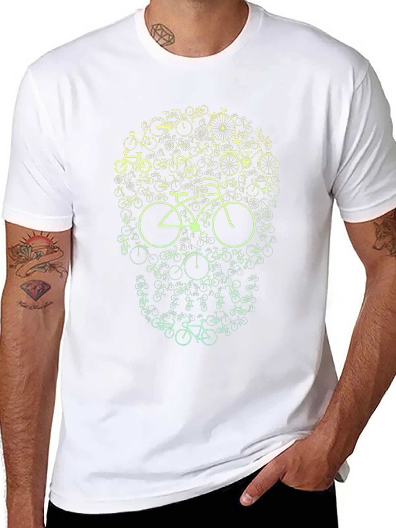 Black Bike Skull Graphic Tee - Cycling Enthusiast T-Shirt view 8