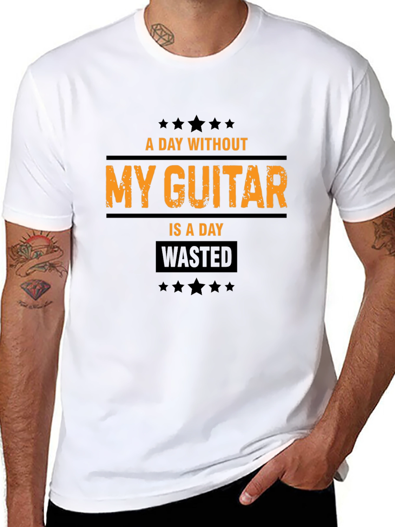 Black Guitar Lover T-Shirt: A Day Without My Guitar view 8
