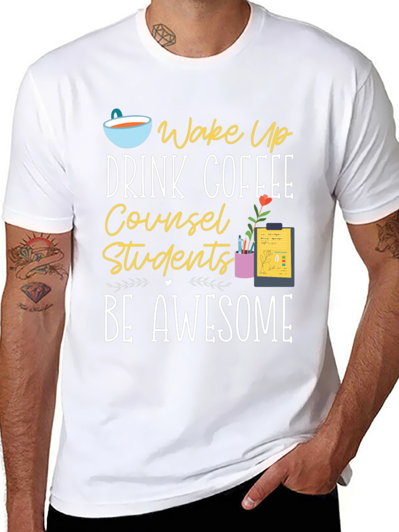 Black Counselor T-Shirt - Wake Up, Drink Coffee, Be Awesome view 8