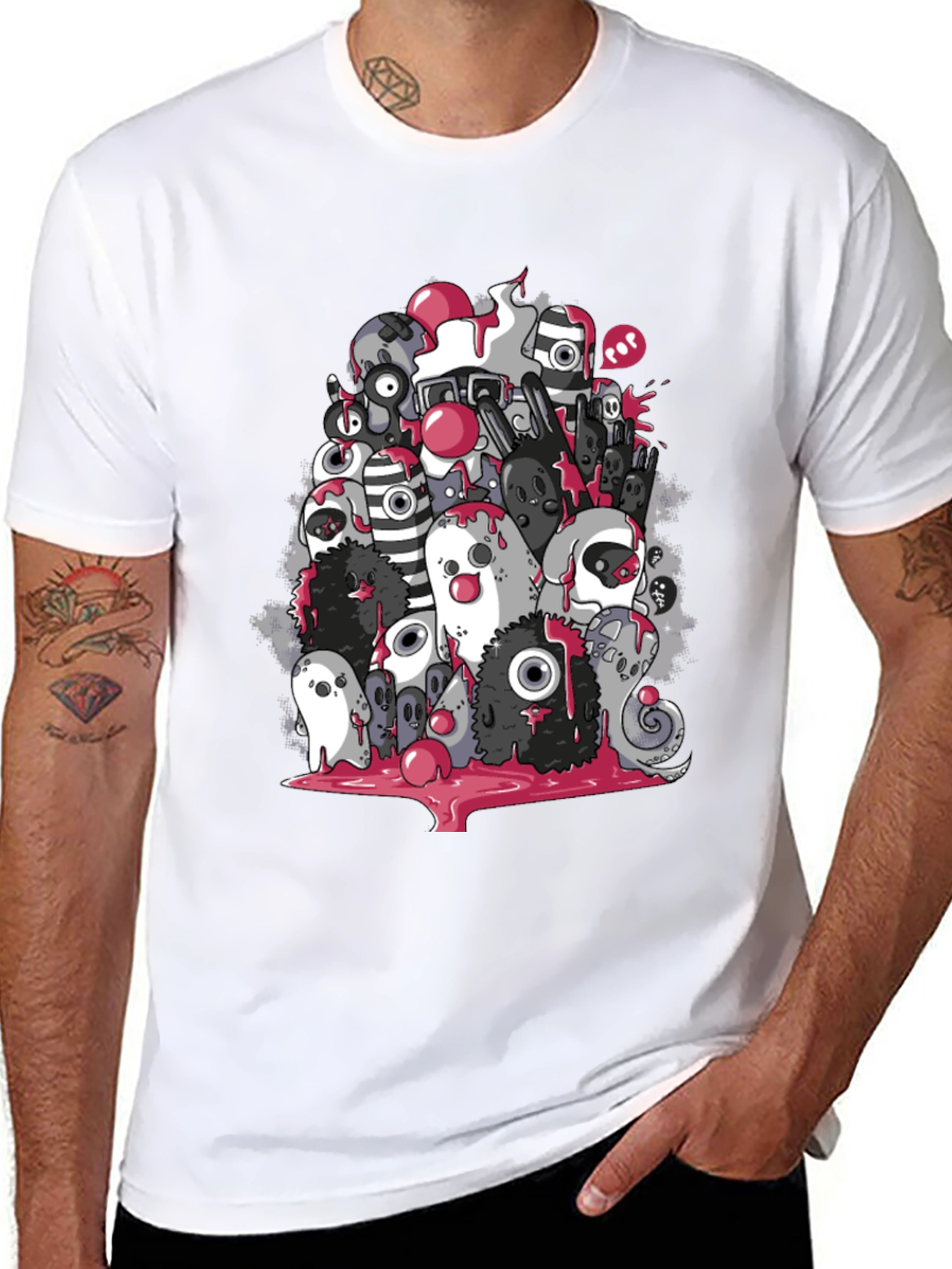 Black Monster Doodle Graphic T-Shirt view 8