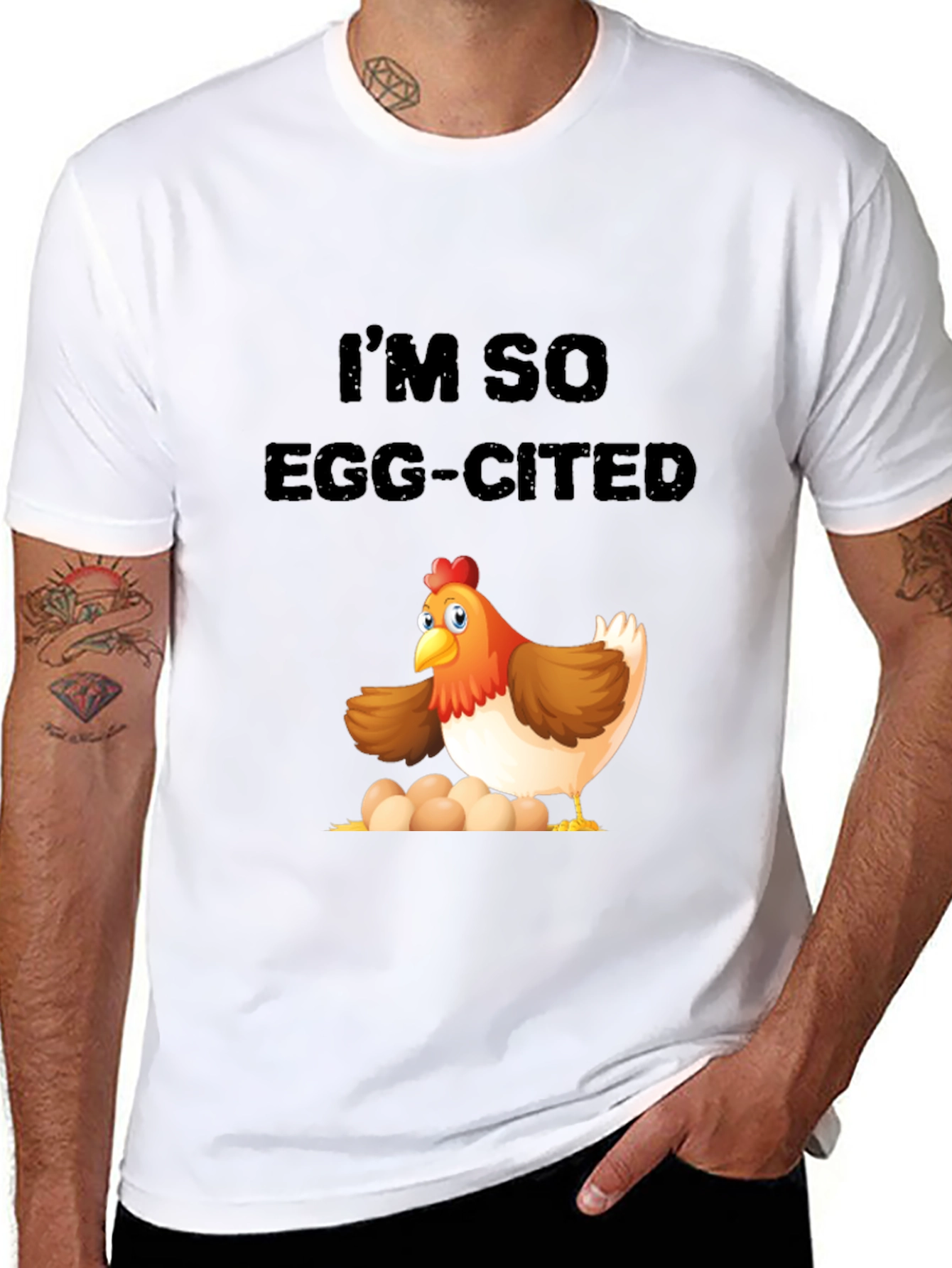 Black Egg-cited Chicken Graphic T-Shirt view 8