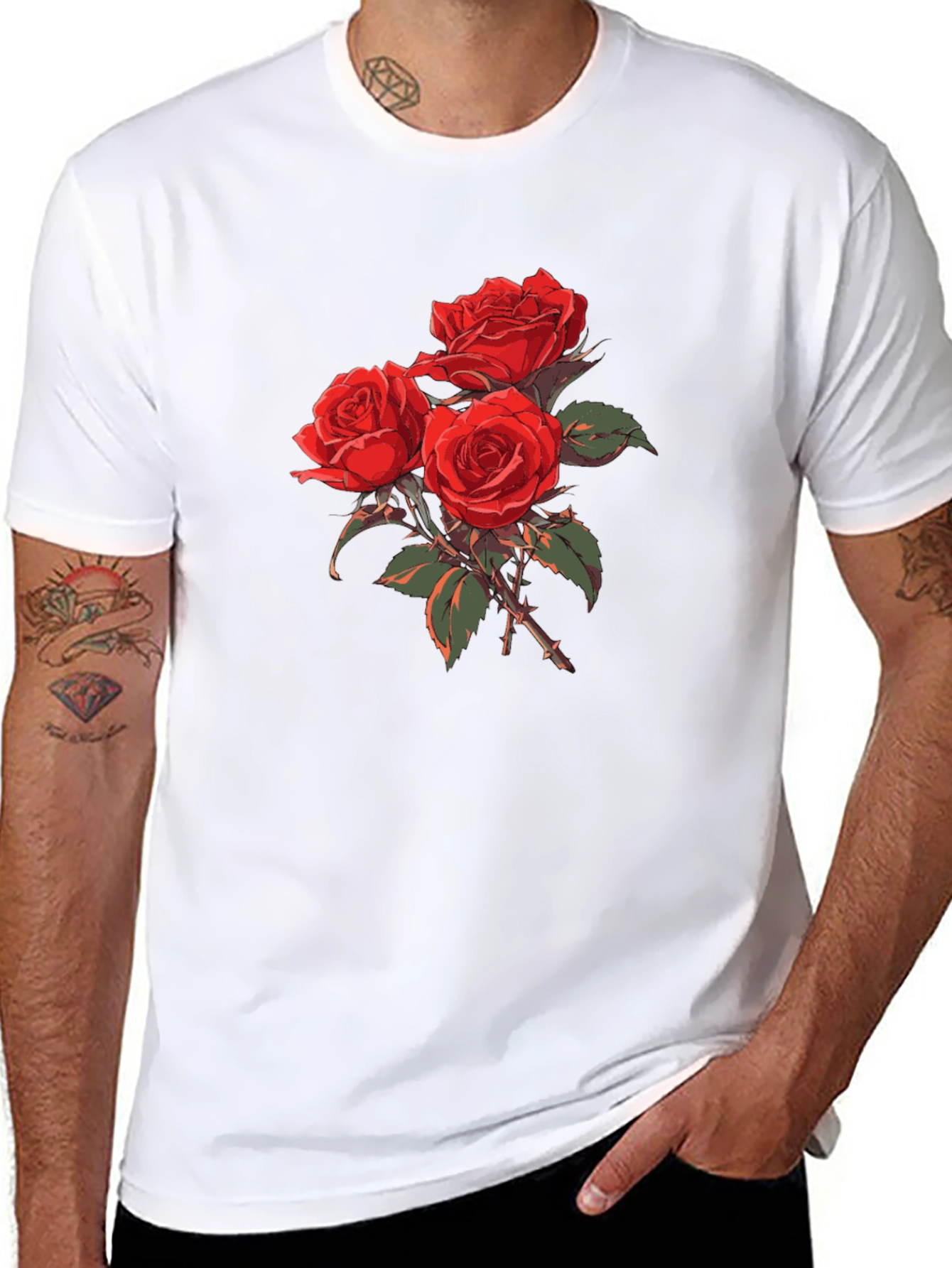 Black Rose Bouquet Graphic T-Shirt - Black view 8