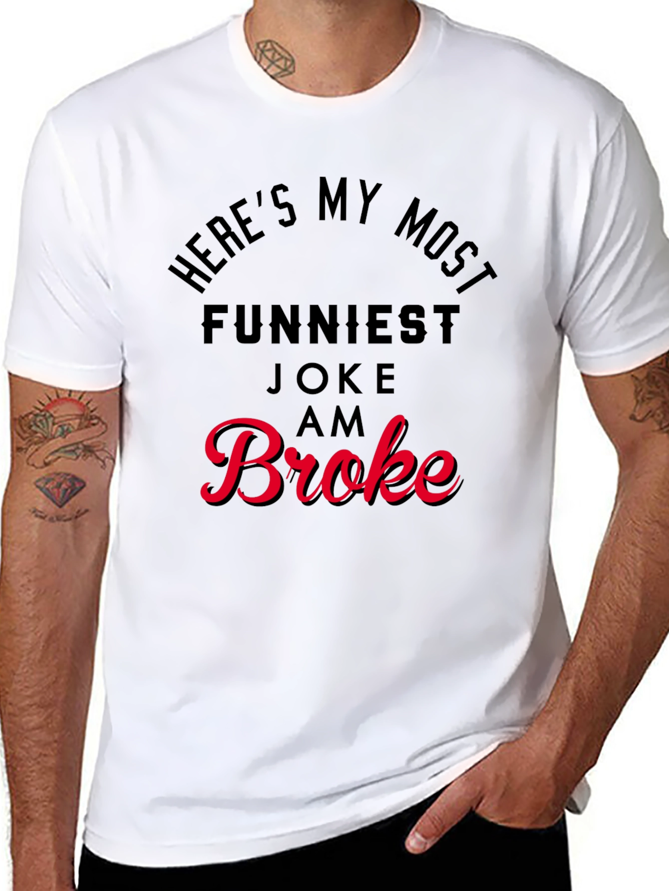 Black Funny 'Broke' Graphic Print T-Shirt view 8