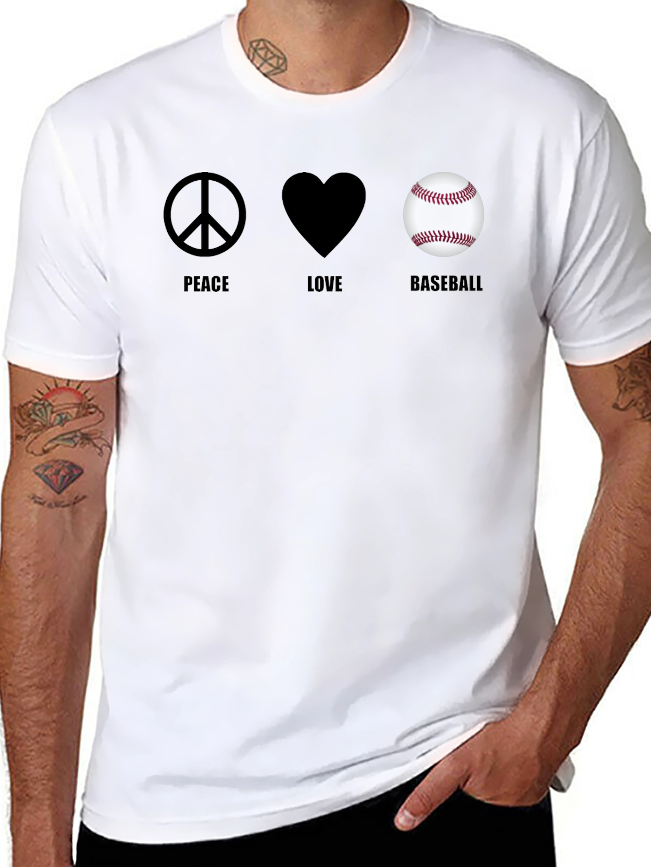 Peace Love Baseball Graphic T-Shirt - 8