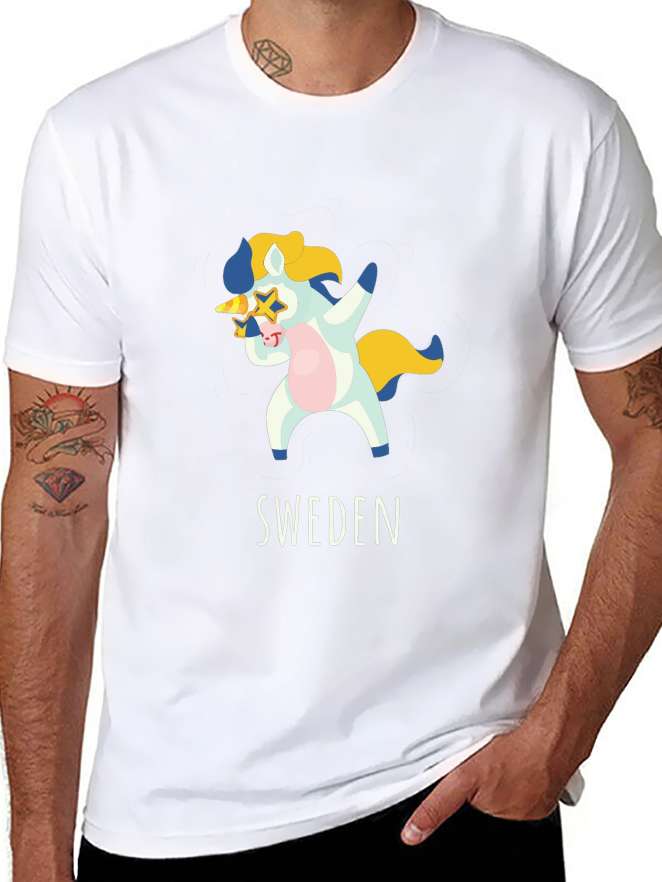 Black Sweden Dab Unicorn T-Shirt - Black Cotton Tee view 8