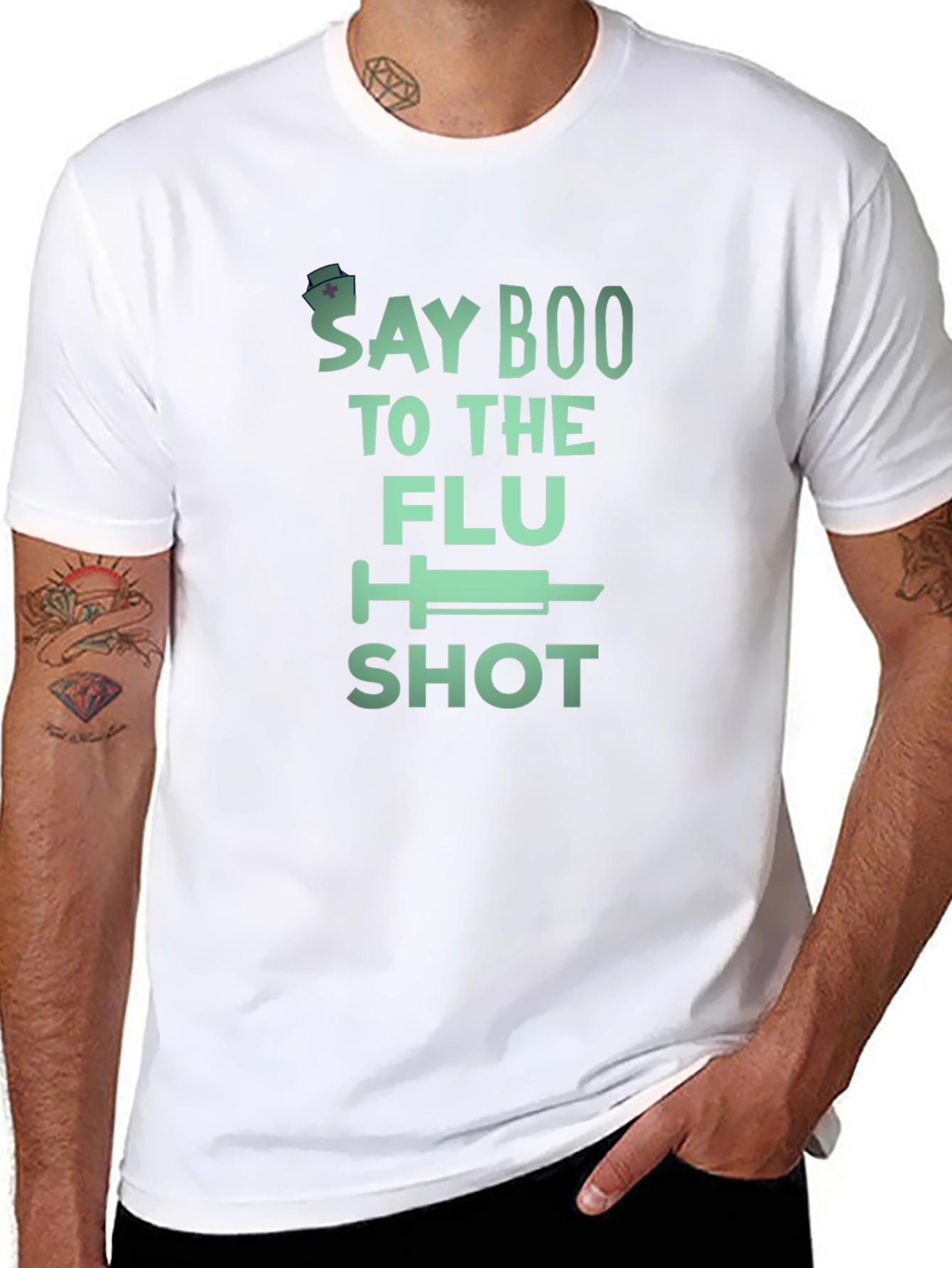 Black Say Boo to the Flu Shot T-Shirt - Unisex view 8