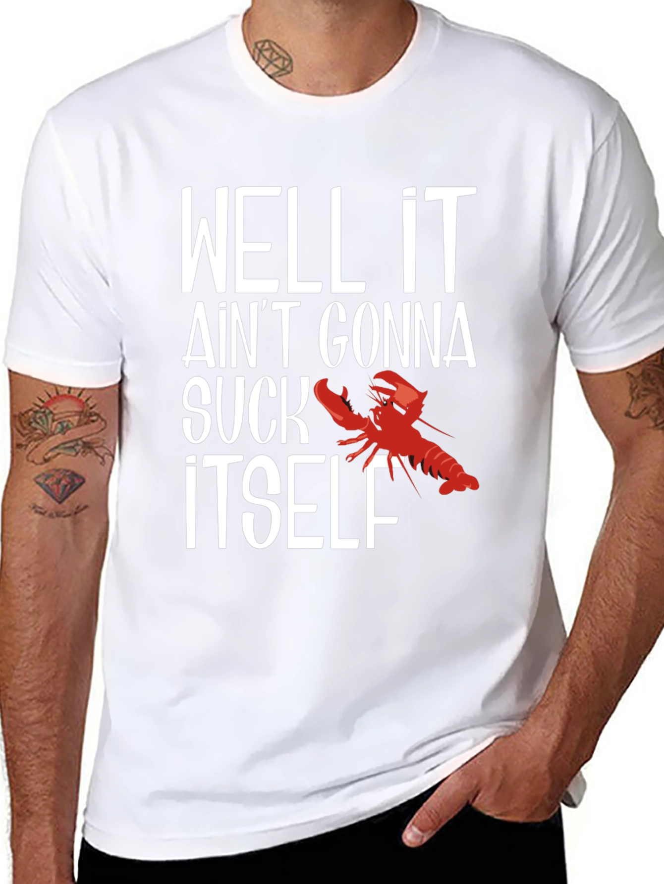 Black Well It Ain't Gonna Suck Itself Funny Crawfish T-Shirt view 8