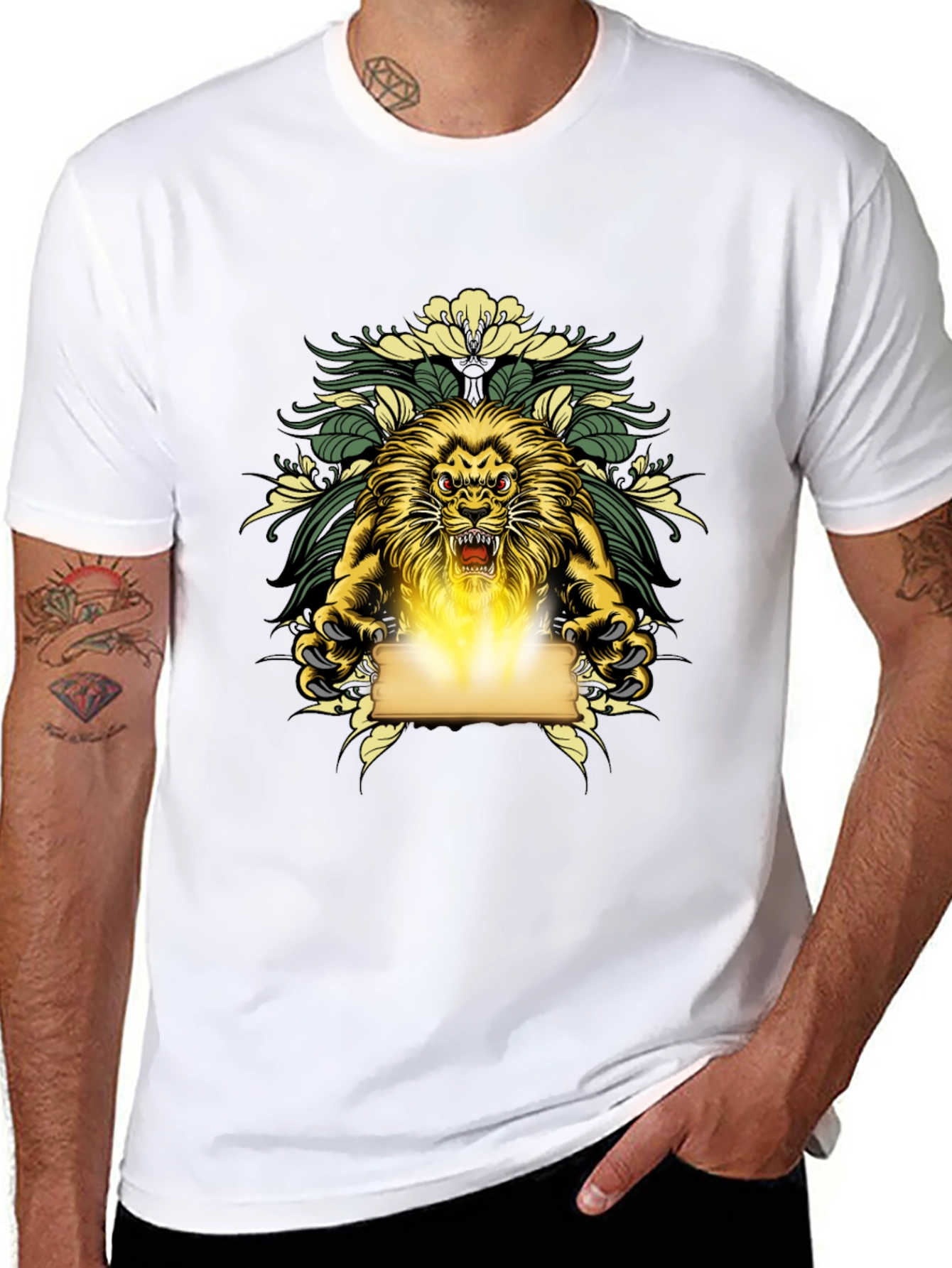 Black Lion King Graphic Print Black T-Shirt view 8