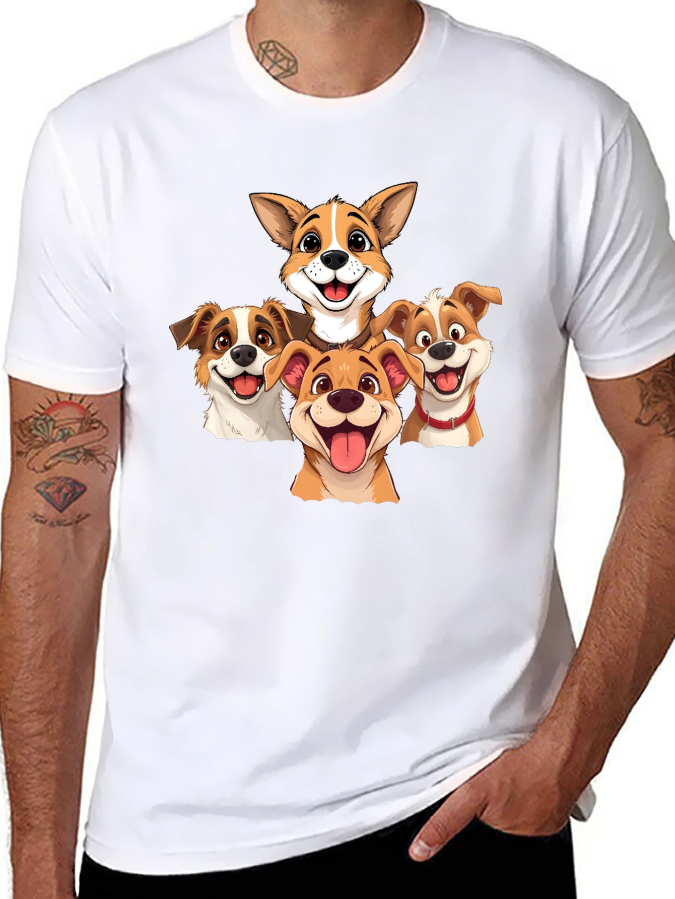 Black Cartoon Dog Pack T-Shirt - Black view 8