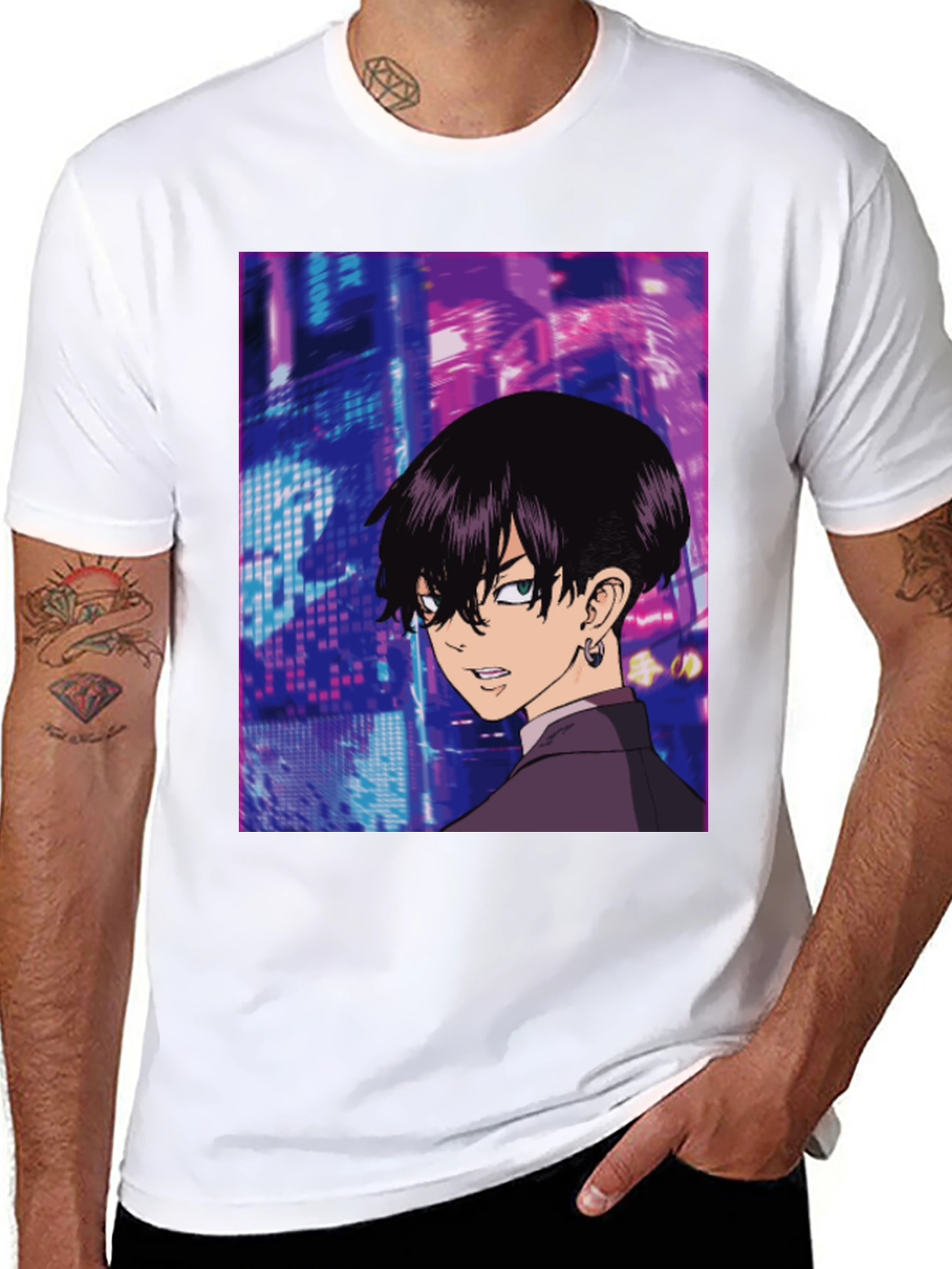 Black Anime Graphic Black T-Shirt view 8