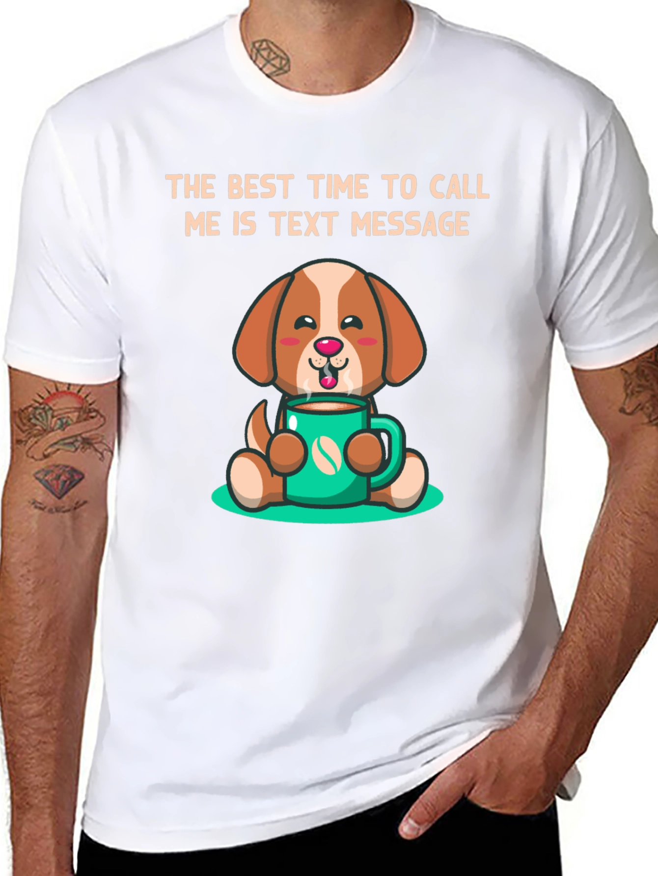 Black Text Message Dog Graphic T-Shirt view 8