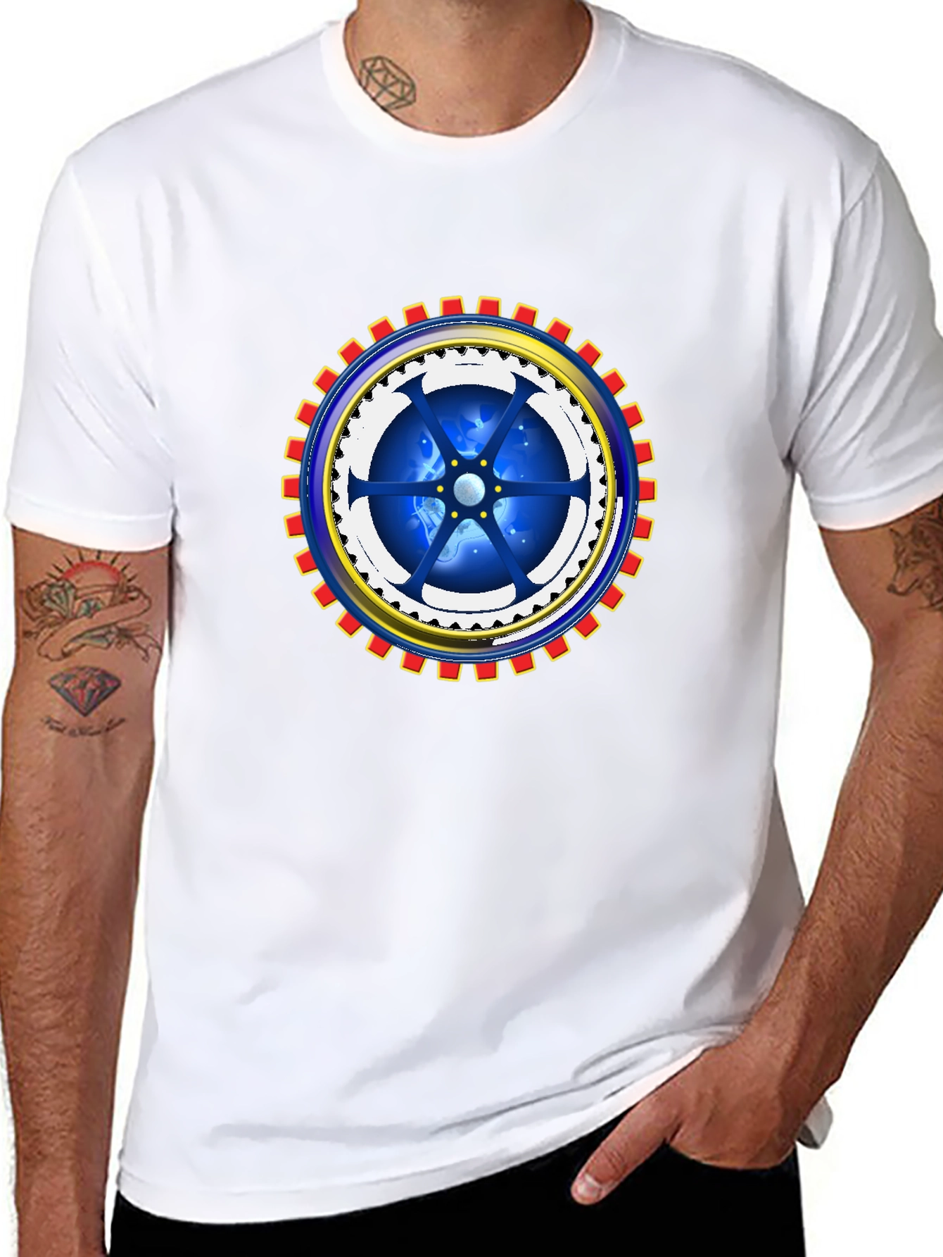 Black Cosmic Gear Graphic Tee - Cool Design view 8