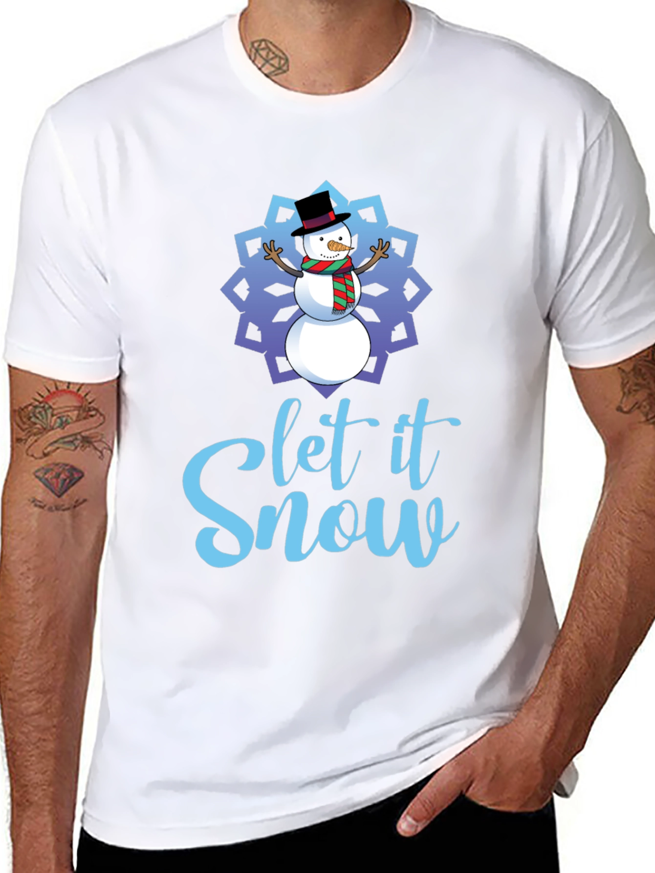 Black Let it Snow Snowman Holiday T-Shirt view 8