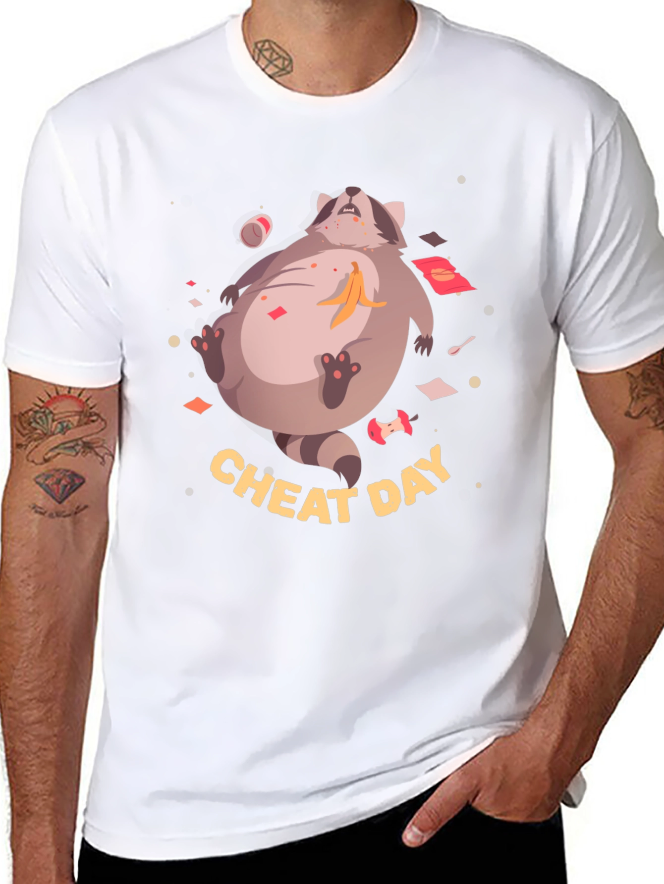 Black Cheat Day Racoon Graphic Tee view 8