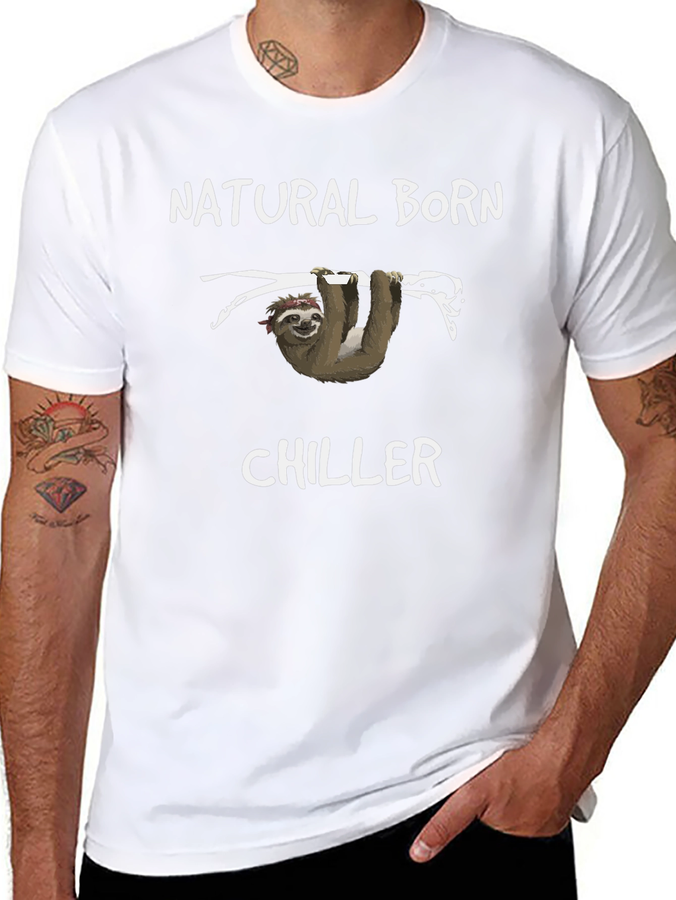 Black Natural Born Chiller Sloth Graphic Tee - Black view 8