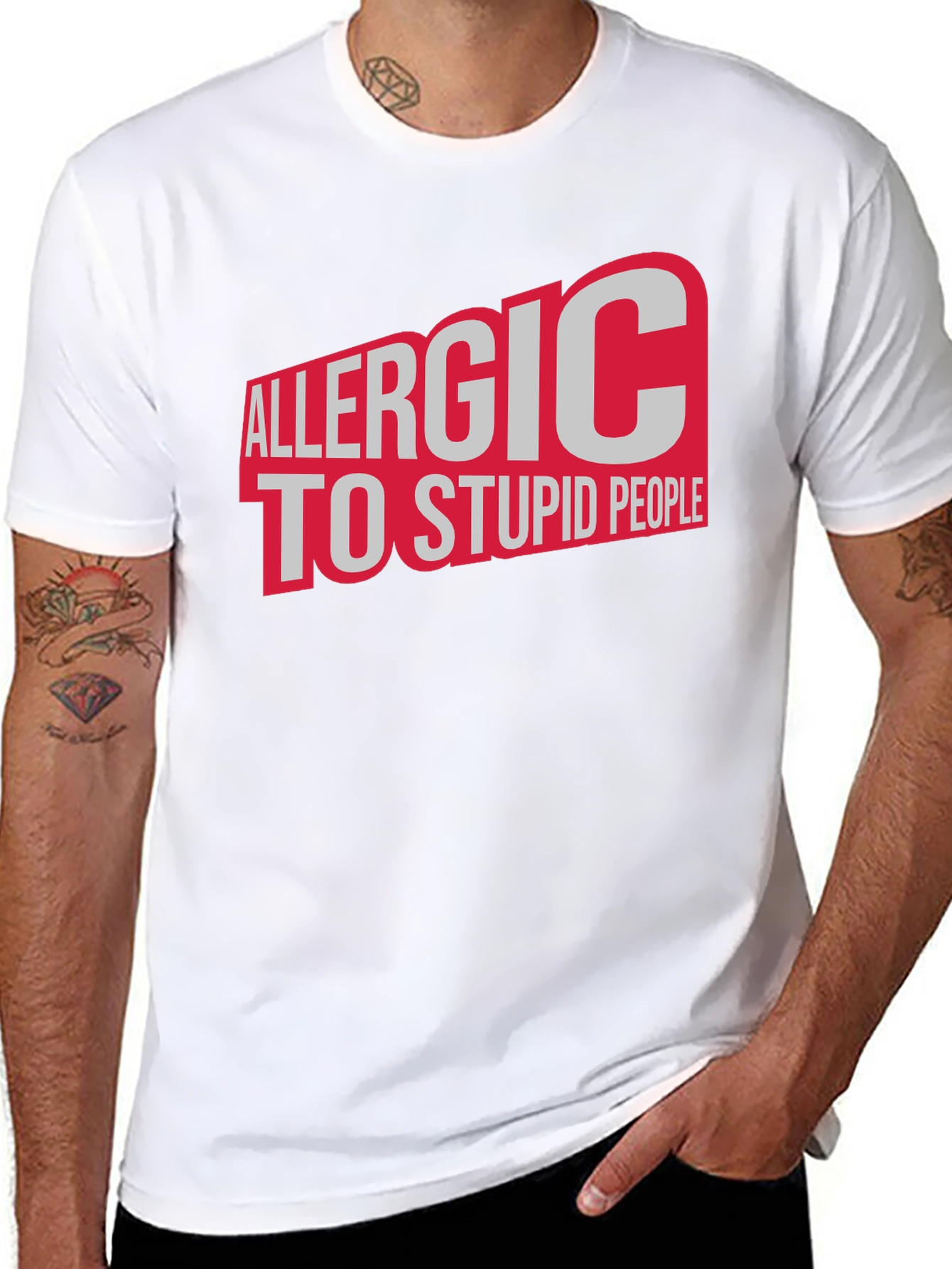 Black Allergic to Stupid People Graphic T-Shirt view 8