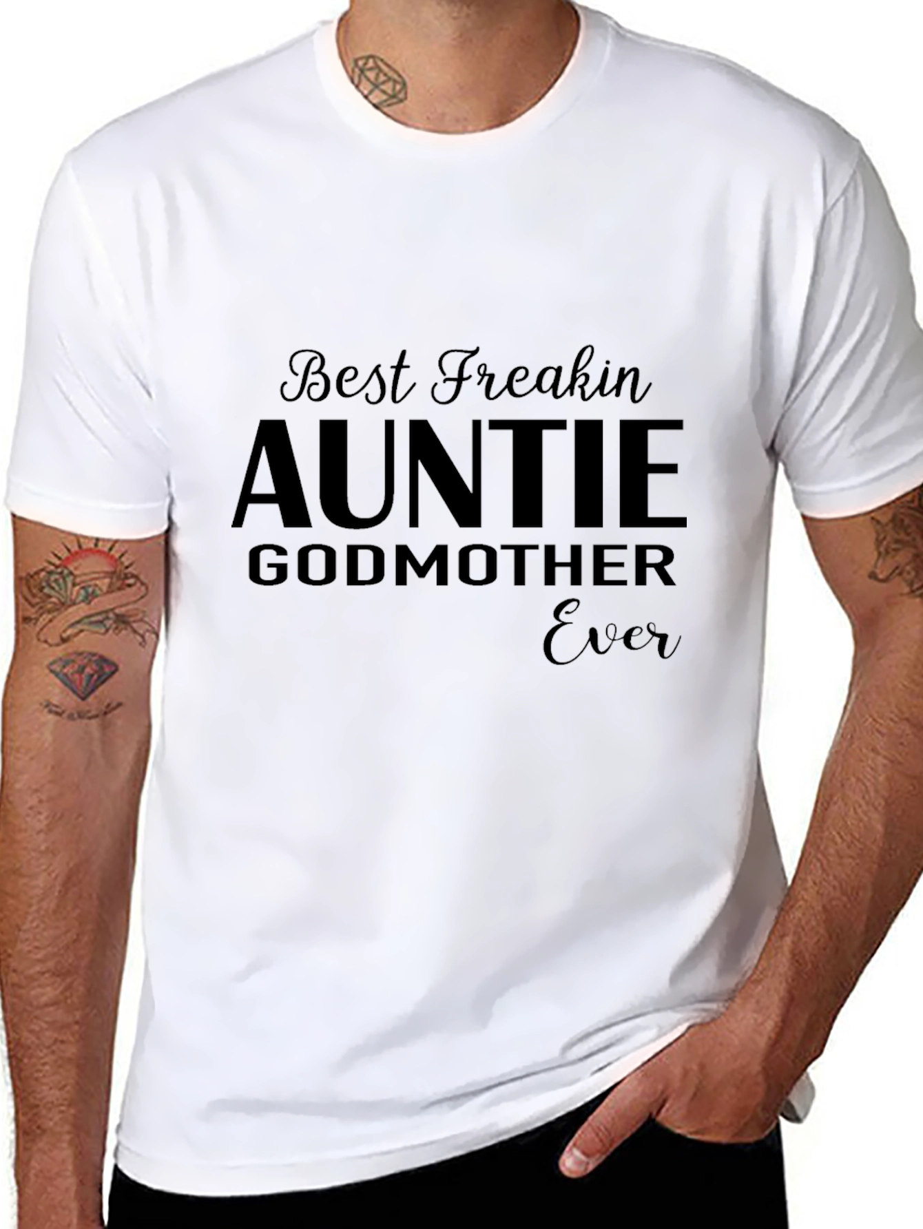 Black Best Freakin Auntie Godmother Ever T-Shirt view 8