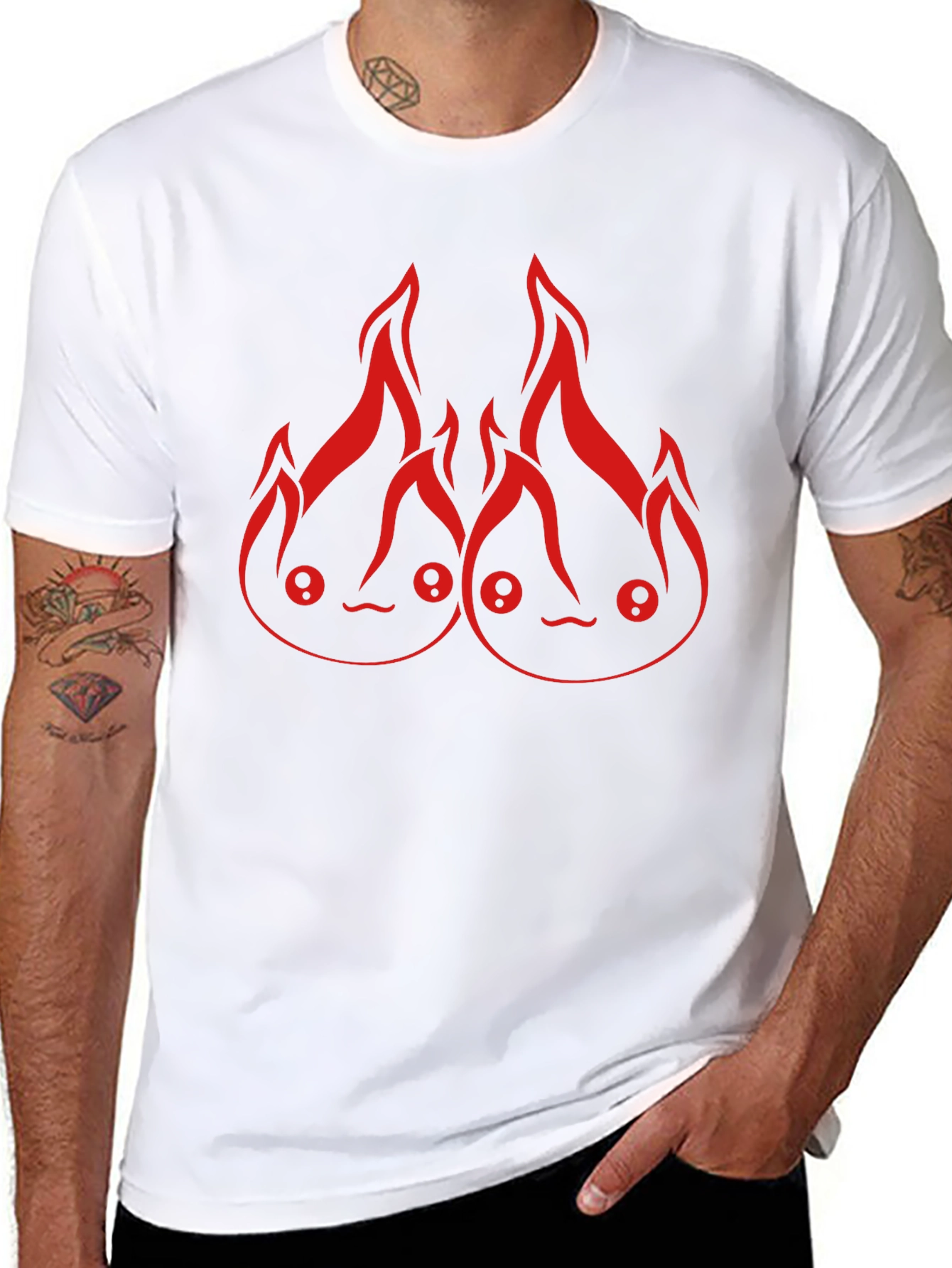 Black Calcifer Fire Spirit Graphic T-Shirt view 8