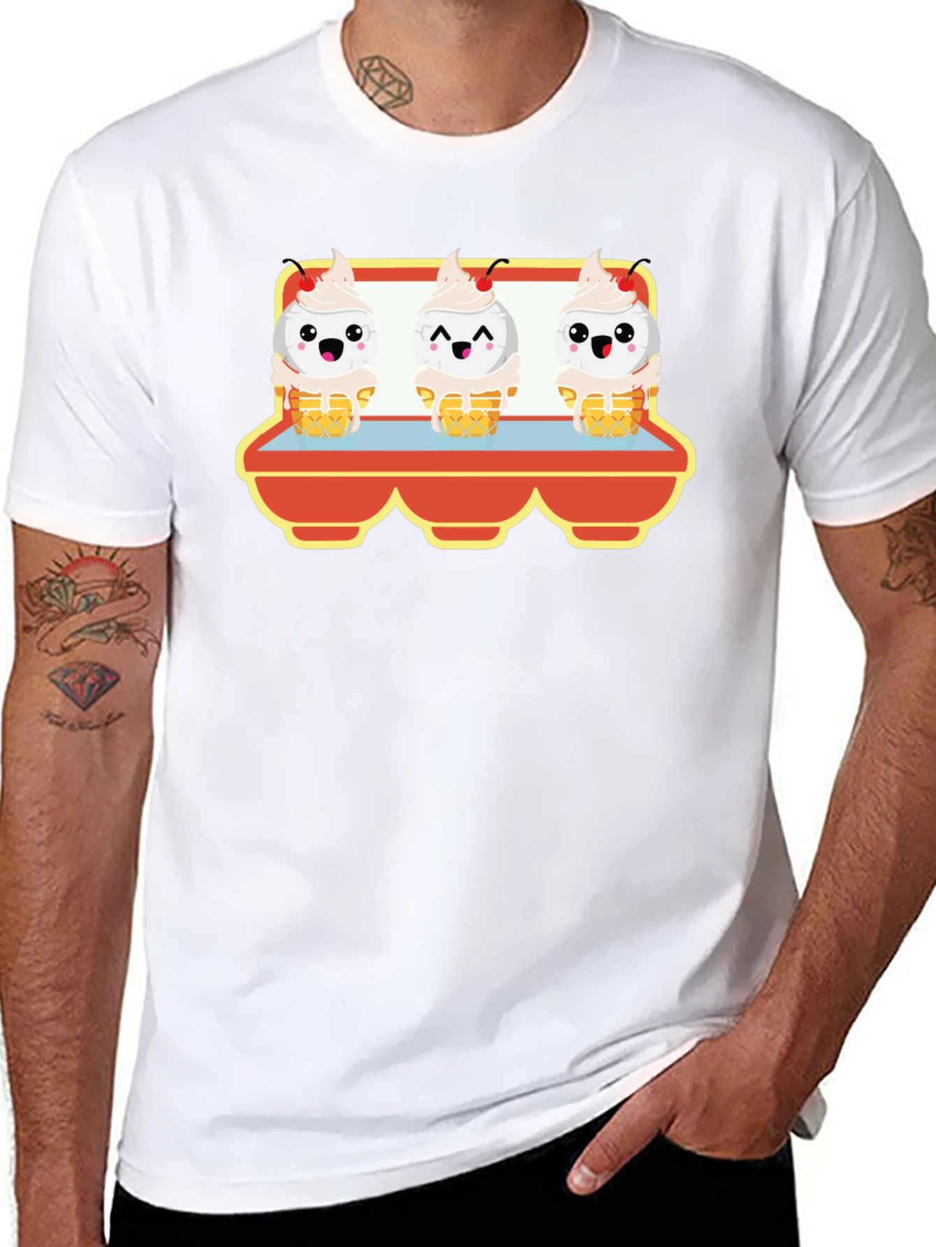 Black Cute Ice Cream Cone T-Shirt - Unique Graphic Tee view 8