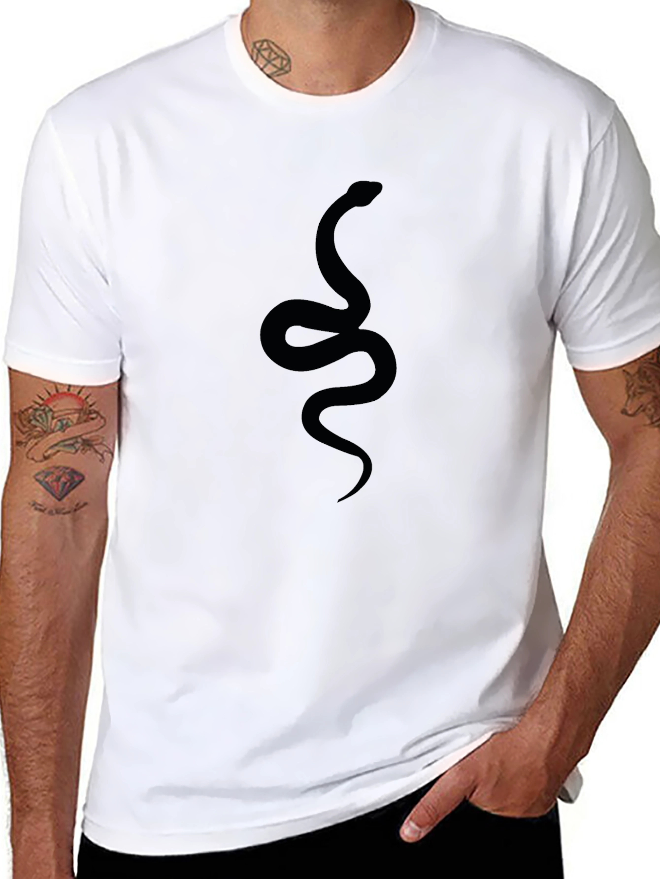 Black Men's Black Snake Graphic Tee - Stylish Casual Wear view 8
