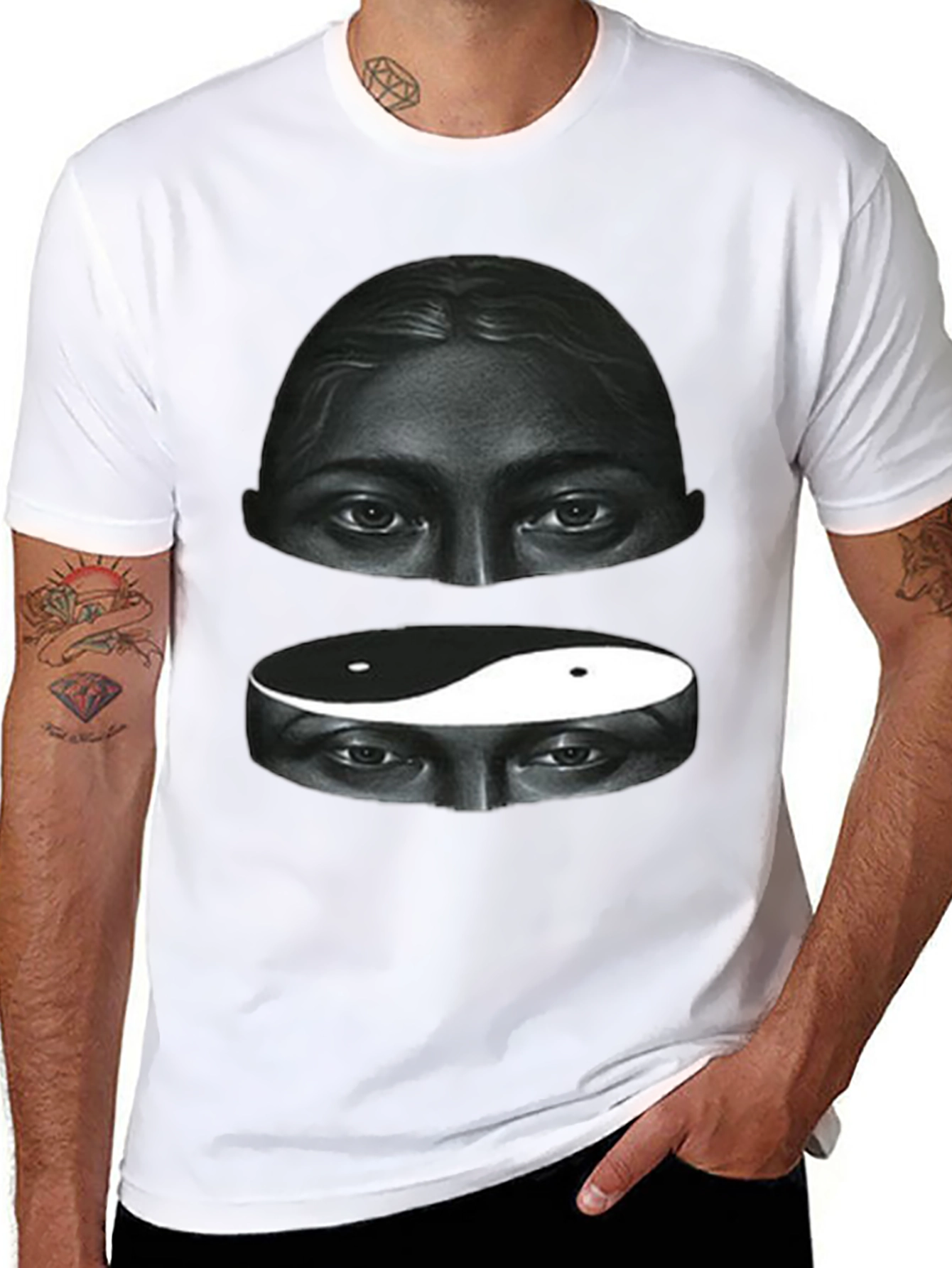 Black Yin Yang Eyes Graphic Tee - Soft Cotton Blend view 8