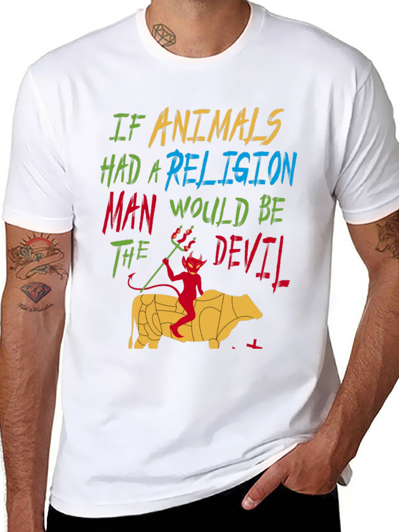Black If Animals Had A Religion T-Shirt view 8
