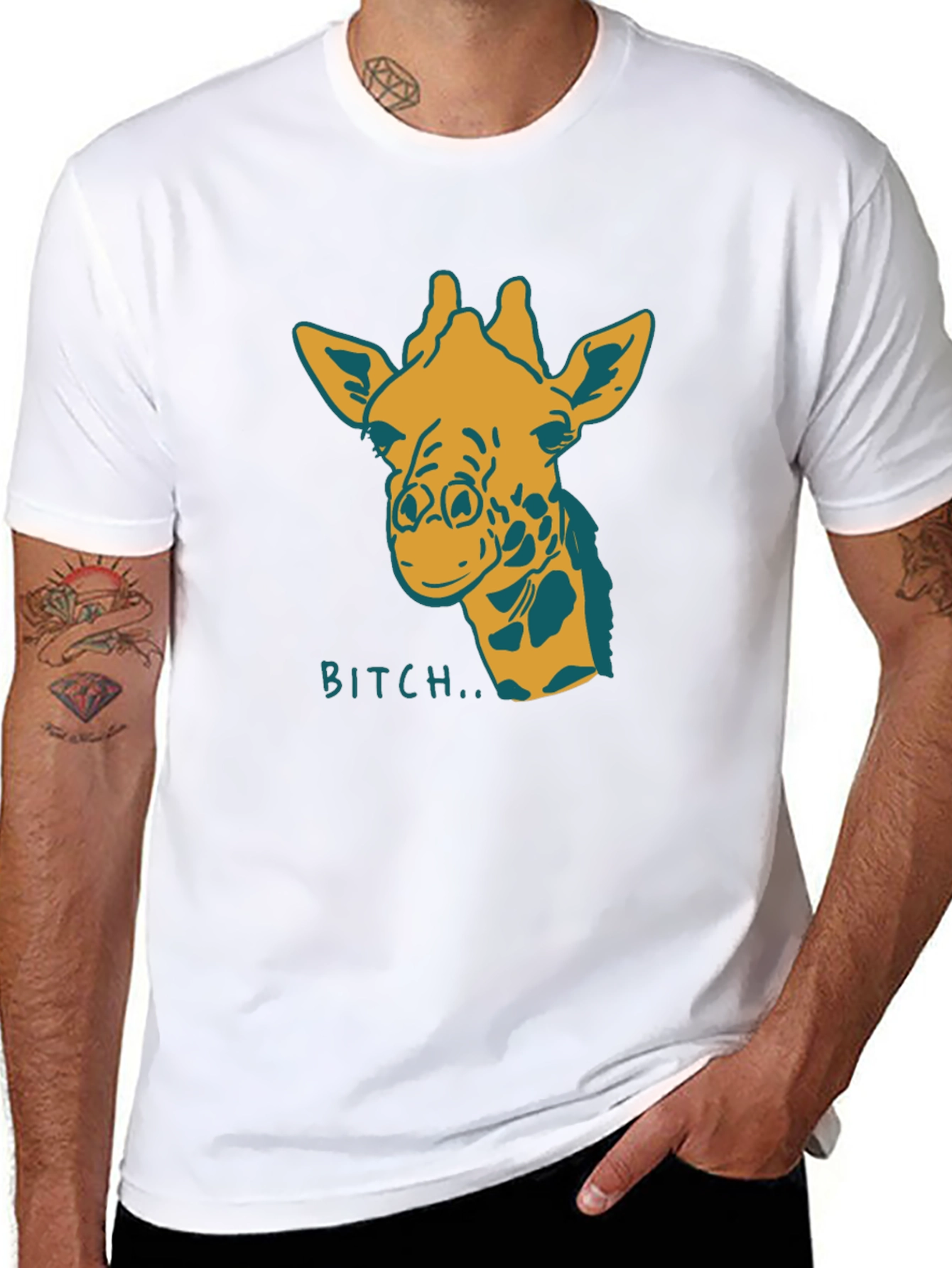 Black Giraffe Bitch T-Shirt Funny Graphic Tee Novelty Humor view 8