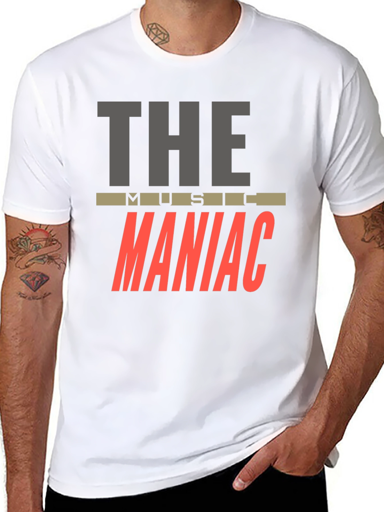 Black The Music Maniac T-Shirt - Black Crew Neck view 8