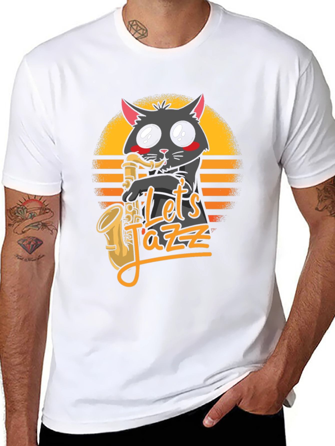 Black Let's Jazz Cat T-Shirt - Black view 8