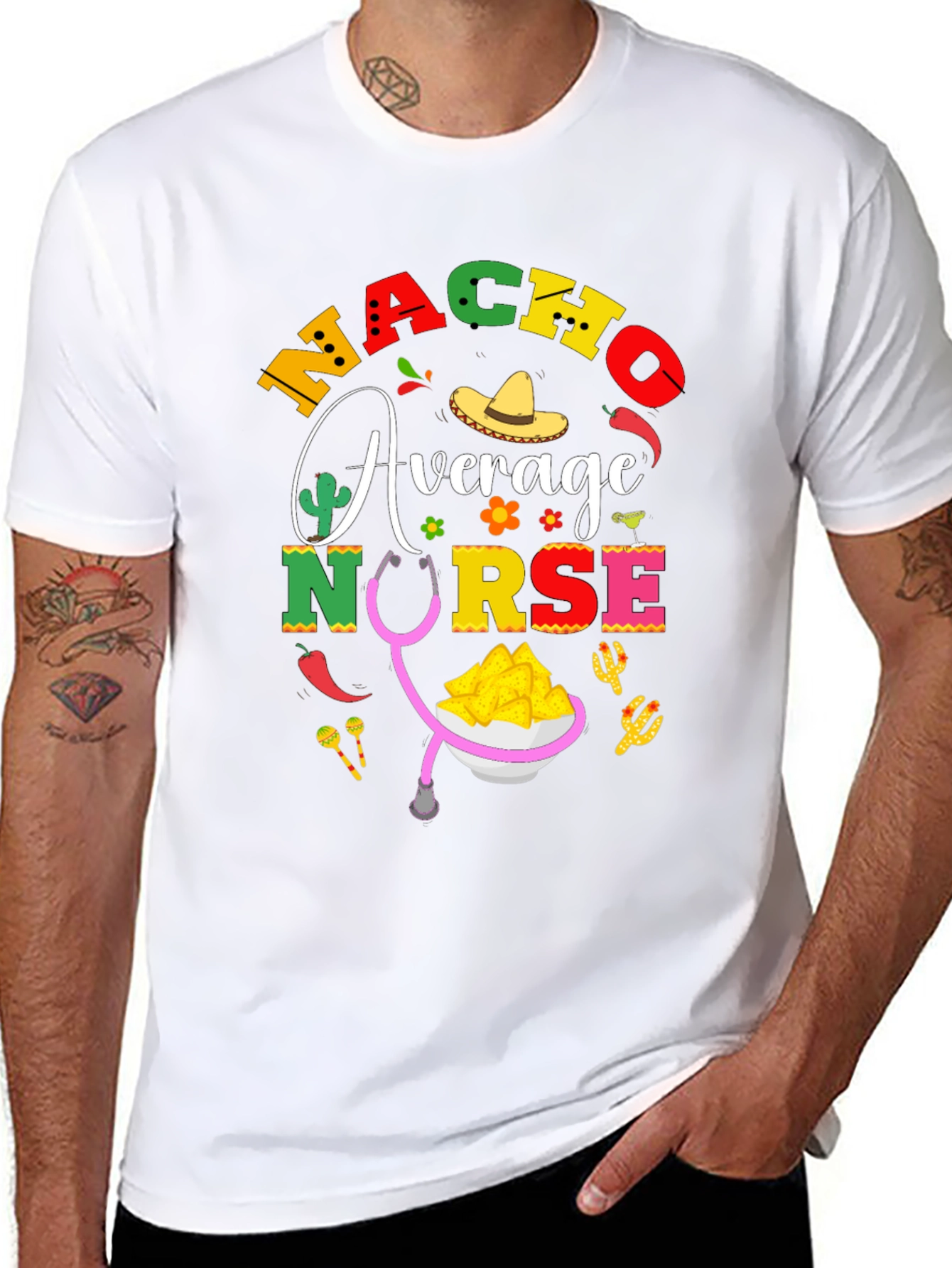 Black Nacho Average Nurse T-Shirt - Black Cotton Tee view 8