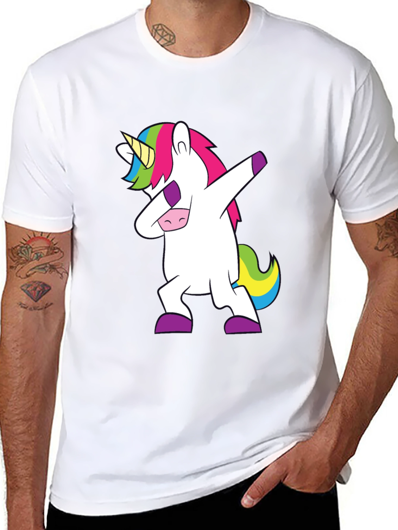 Black Dabbing Unicorn Graphic Tee - Black view 8