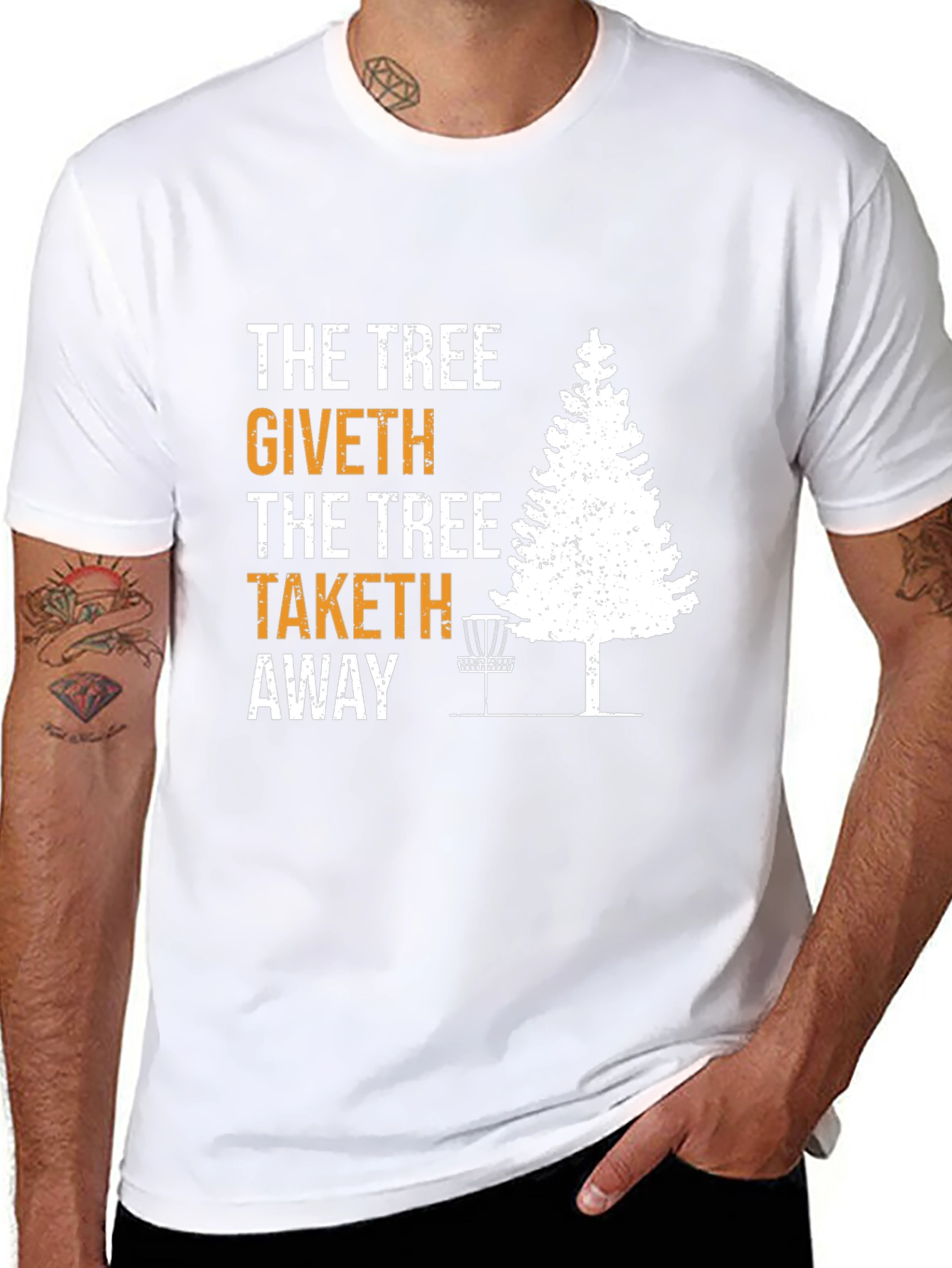 Black The Tree Giveth Taketh Away Disc Golf T-Shirt view 8