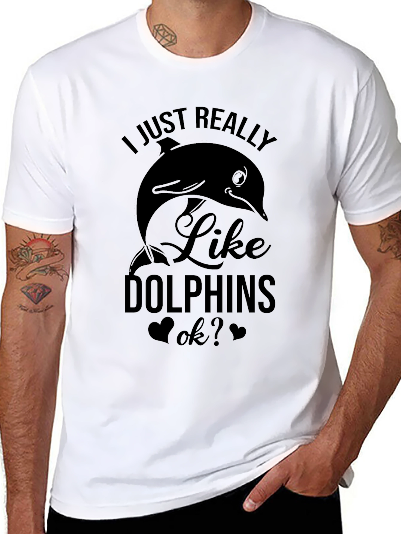 Black I Just Really Like Dolphins T-Shirt view 8
