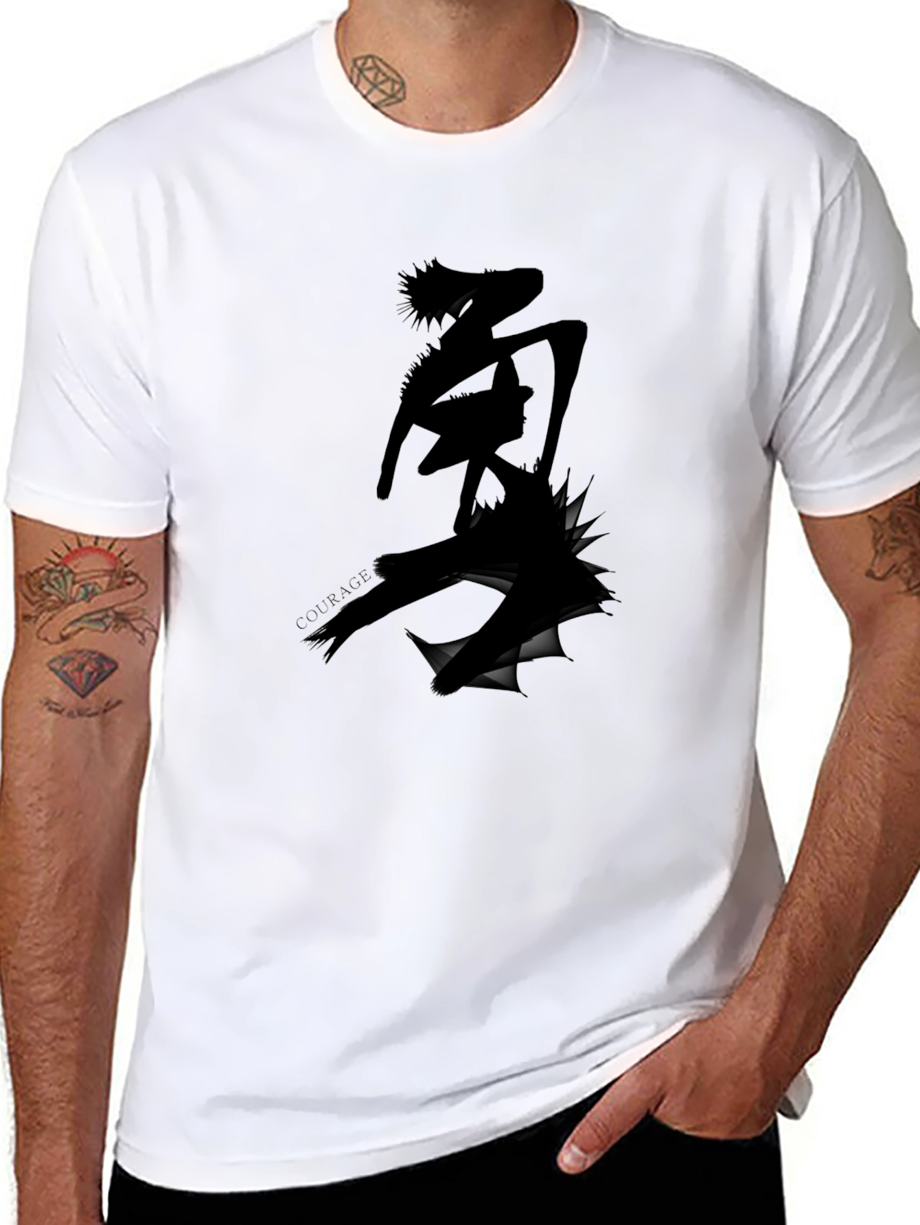 Black Edgy Graphic Tee - Ripped Anime Design view 8