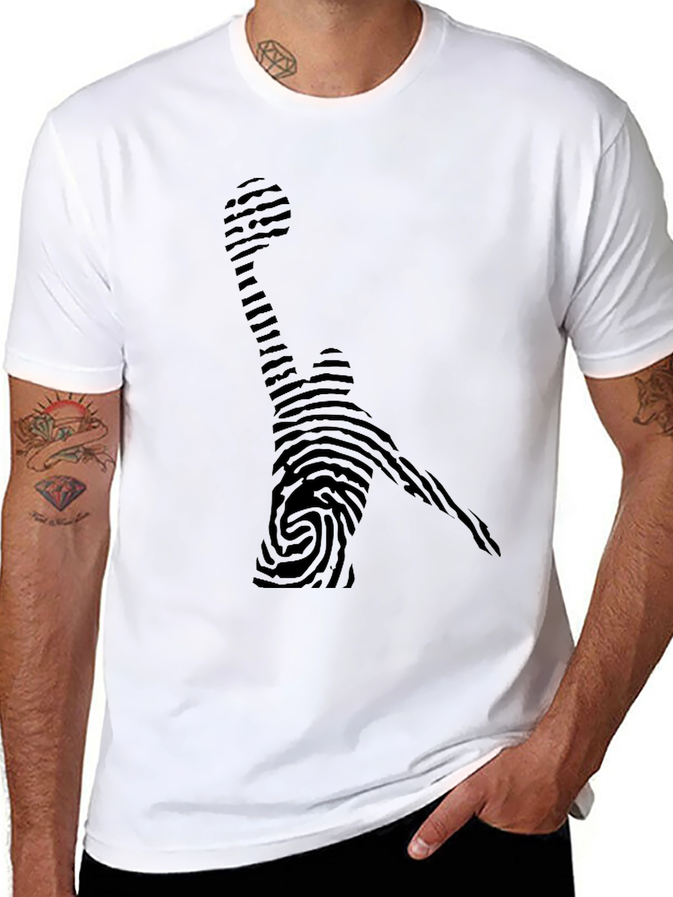 Black Fingerprint Basketball Player Black Tee view 8
