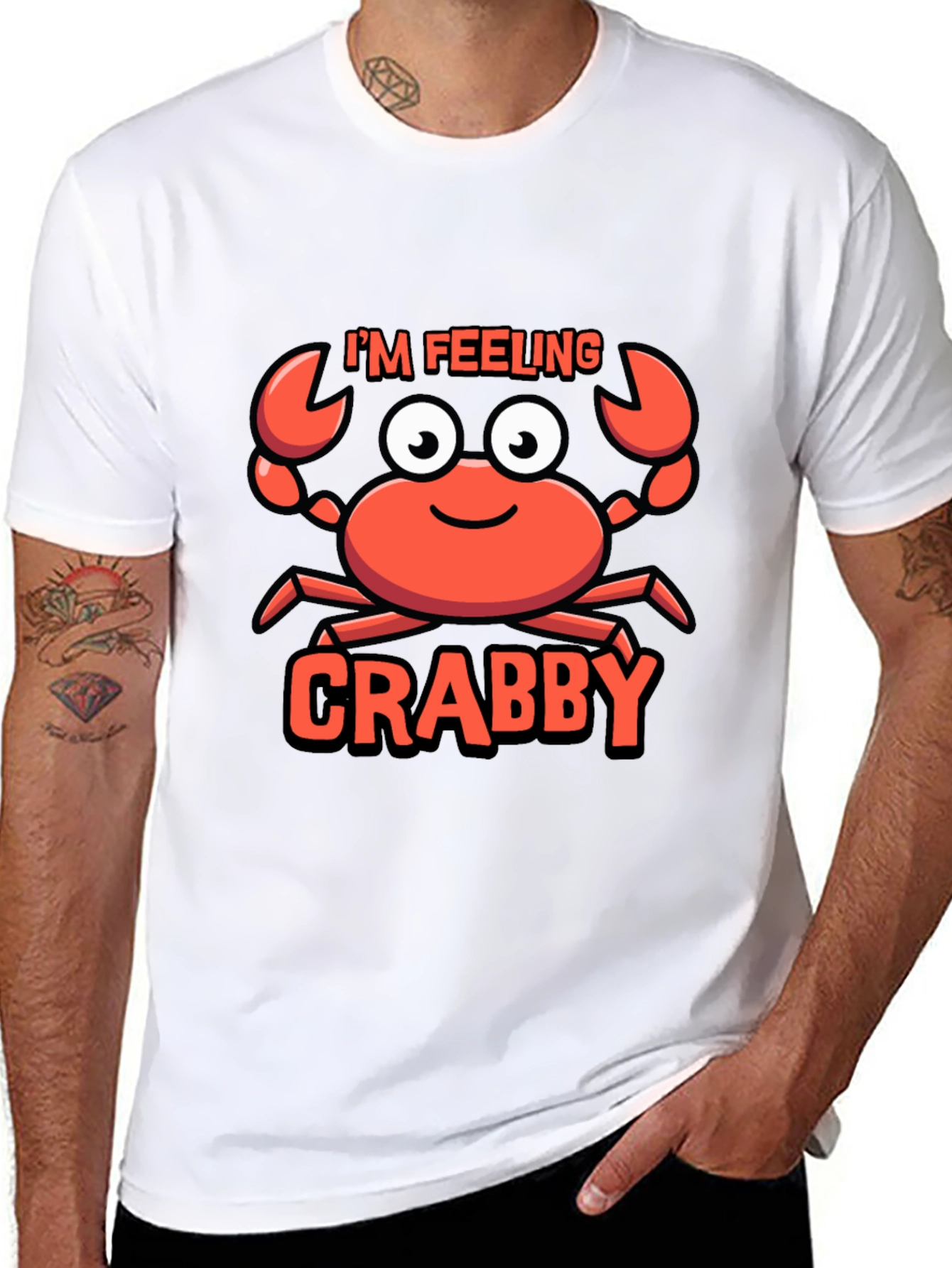Black I'm Feeling Crabby T-Shirt - Funny Cartoon Crab Tee view 8