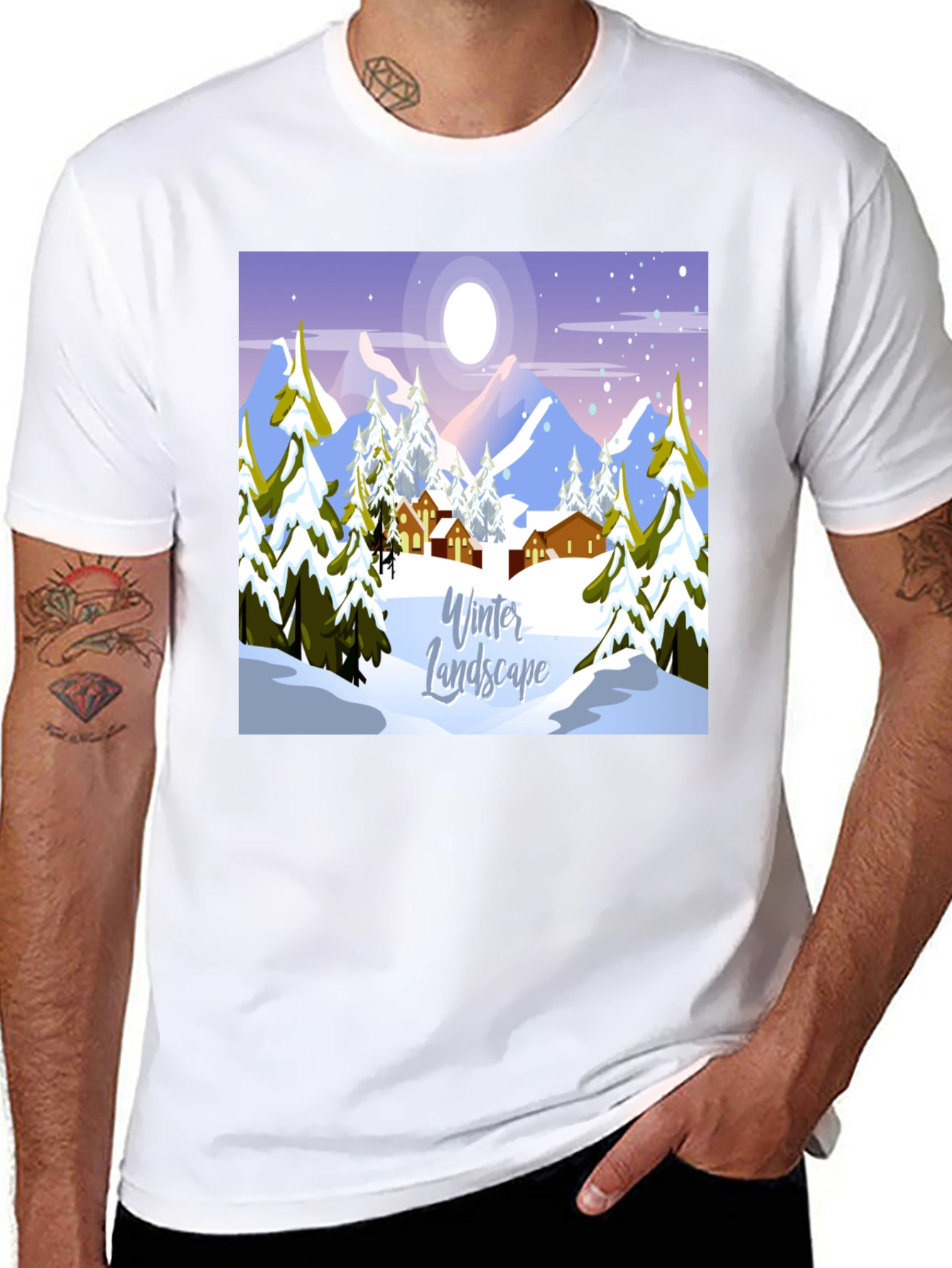 Black Winter Landscape Graphic Tee - Black view 8