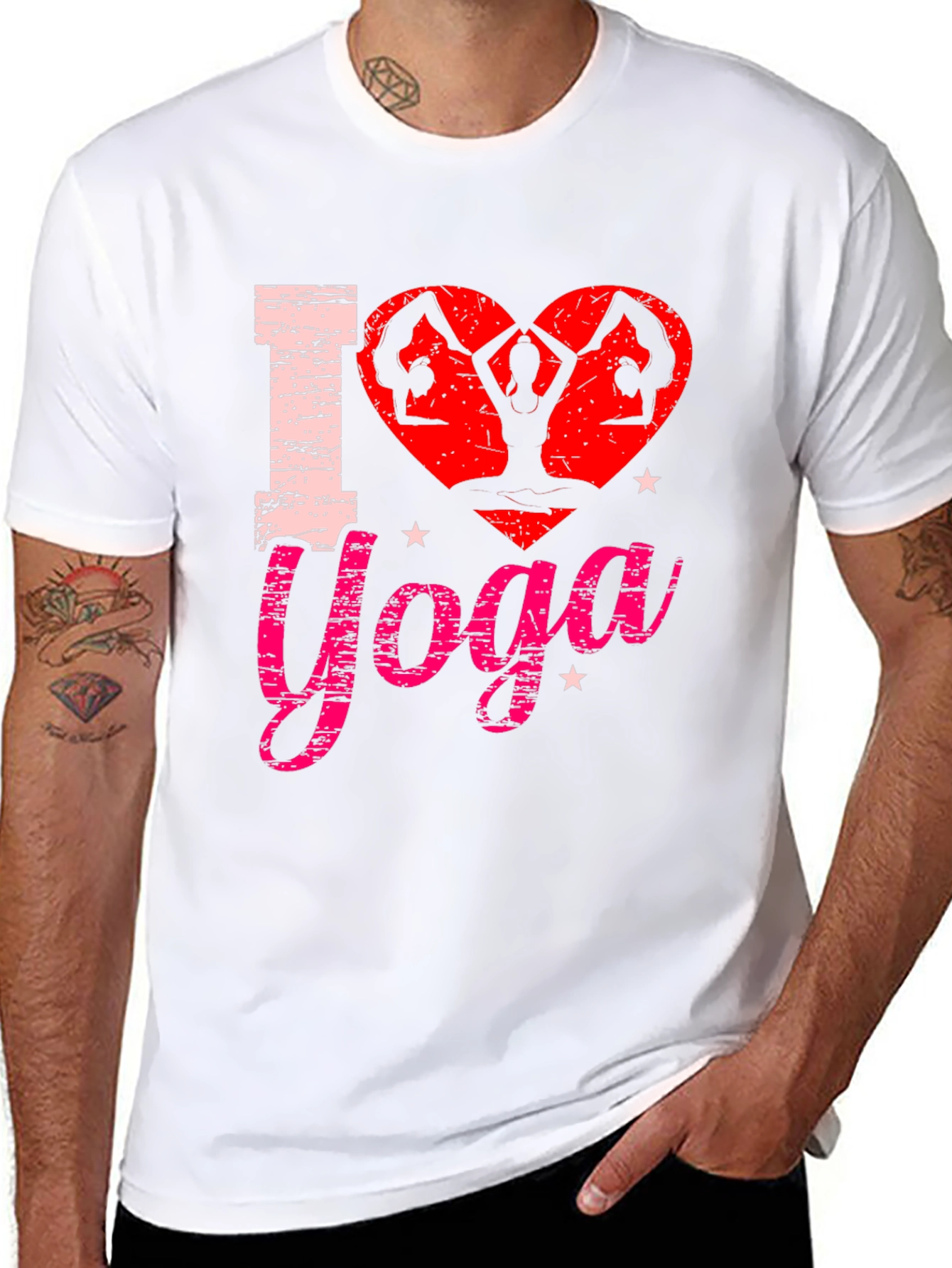 Black I Love Yoga Graphic Tee Shirt - Black Cotton Blend view 8