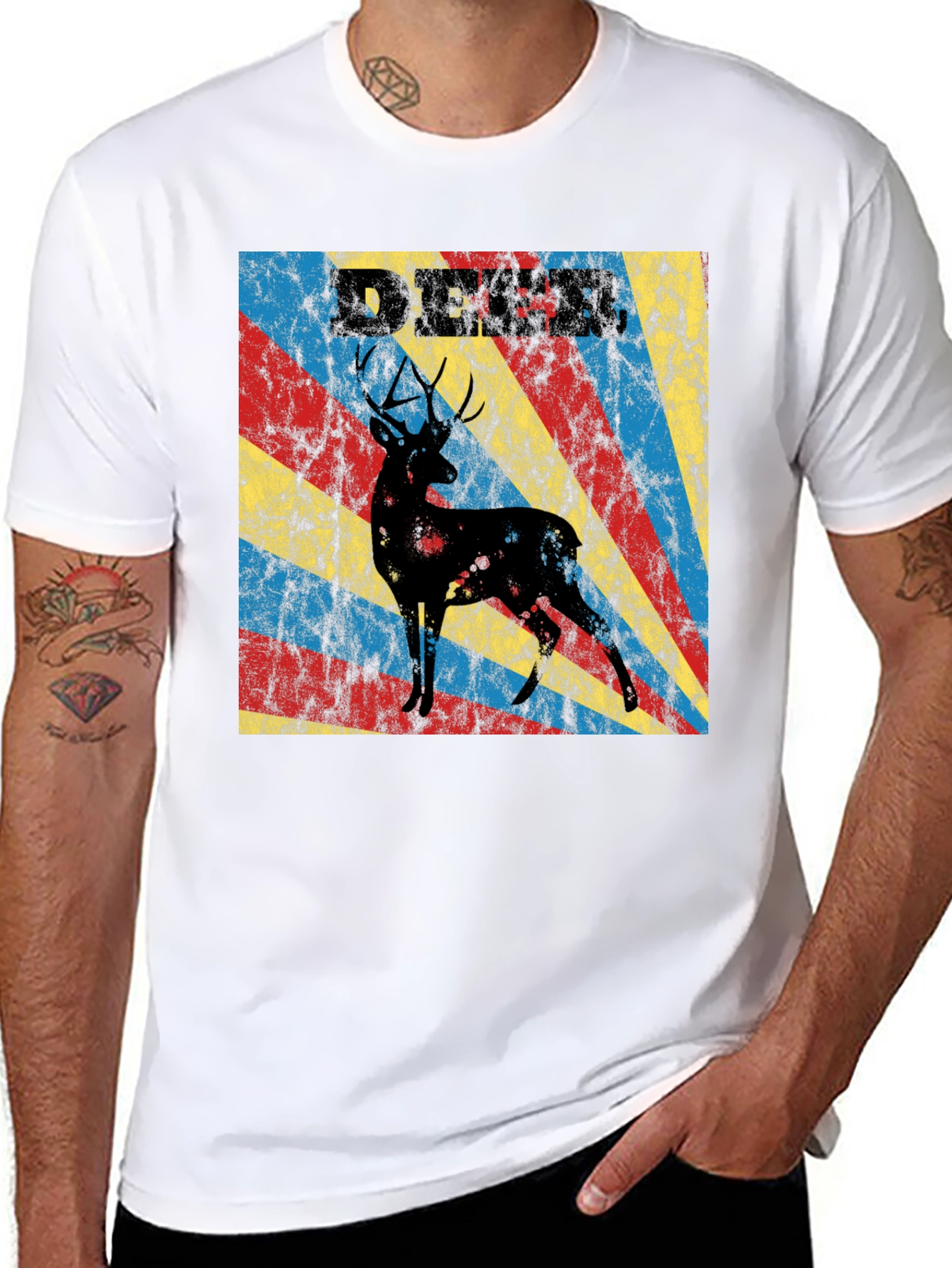 Black Vintage Deer Graphic T-Shirt - Retro Style Tee view 8