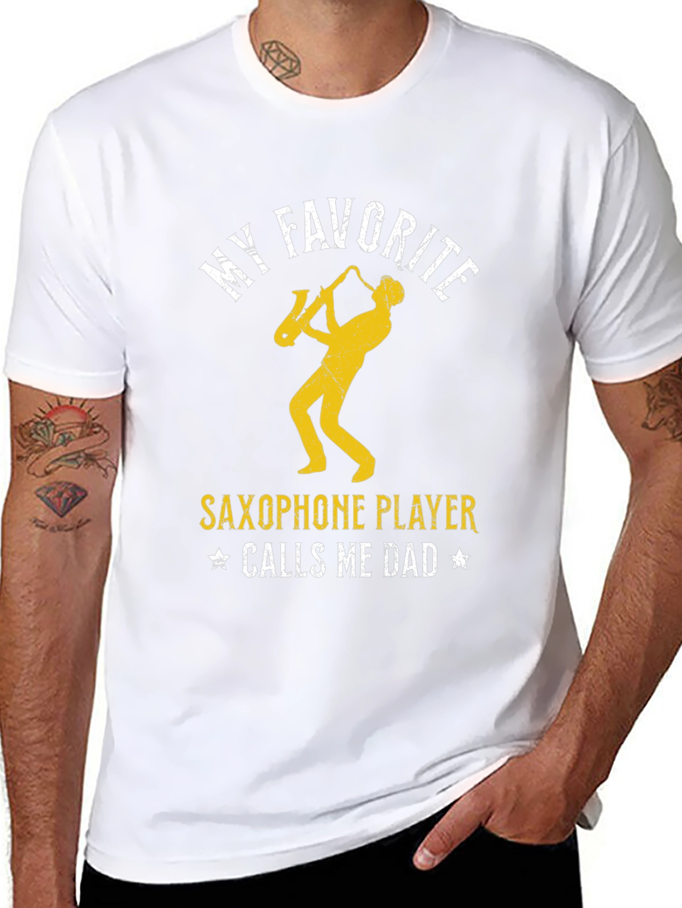 Black My Favorite Saxophone Player Calls Me Dad T-Shirt view 8