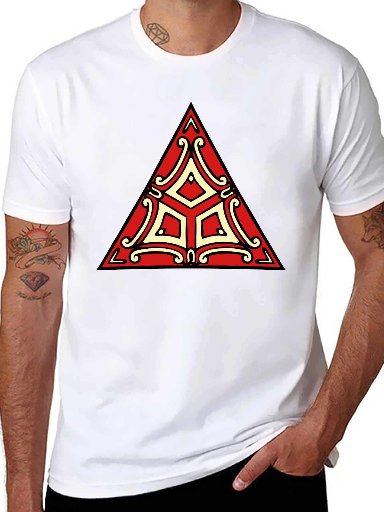 Black Geometric Triangle T-Shirt - Modern Design view 8