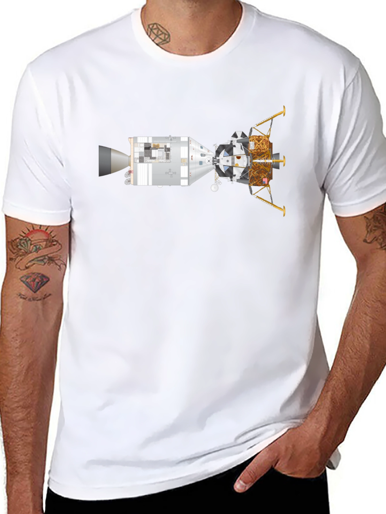 Black Lunar Module T-Shirt - Space Exploration Tee view 8