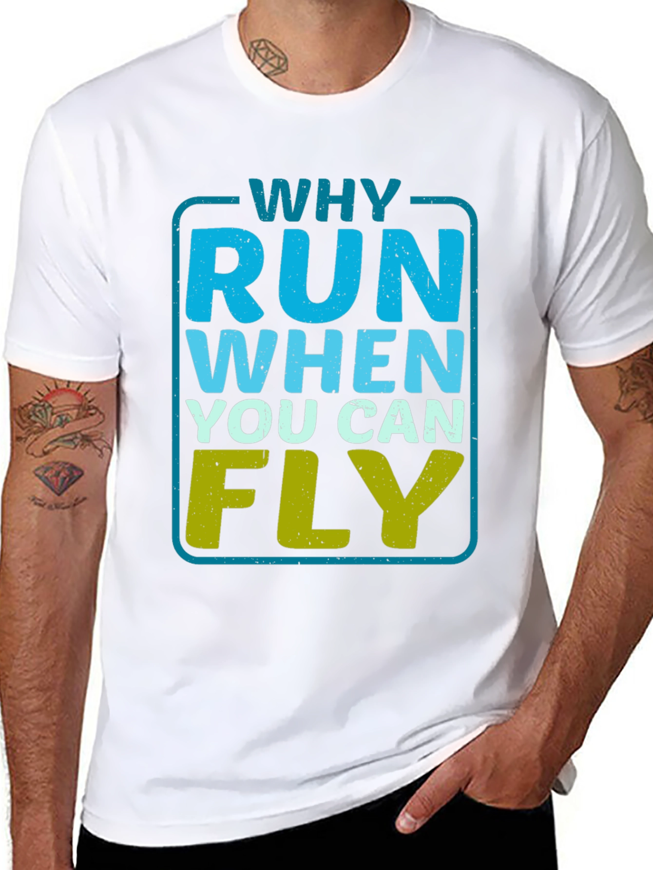 Black Why Run When You Can Fly Graphic Tee -  Black T-Shirt view 8